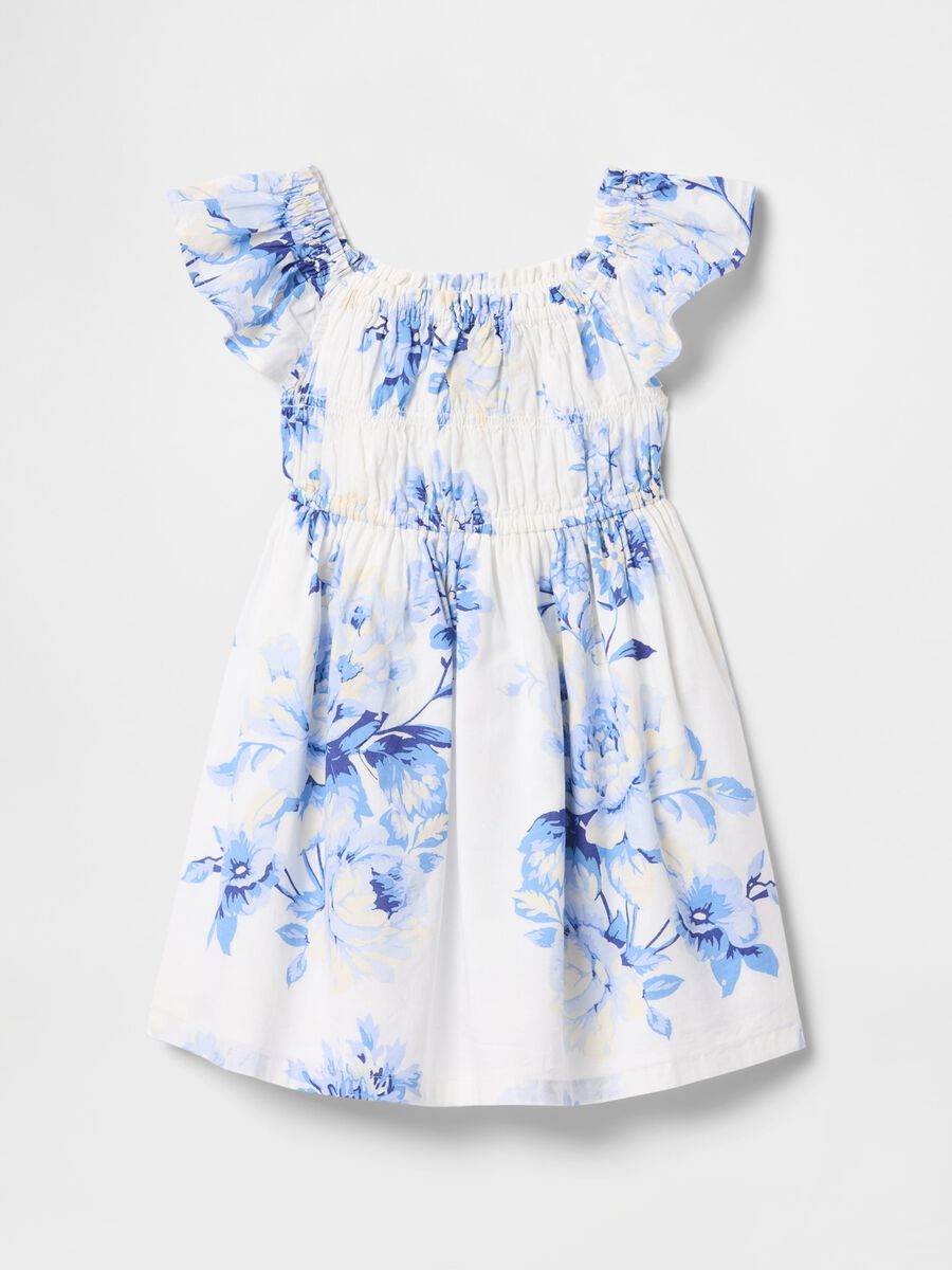 Summer dress with white and blue floral print_2