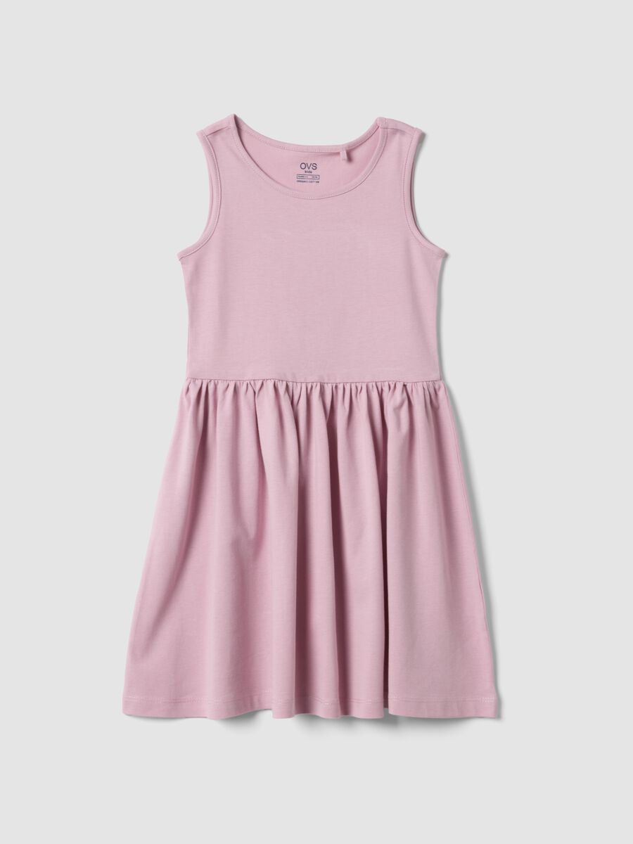 Girls&rsquo; pink sleeveless pure cotton dress, regular fit_0