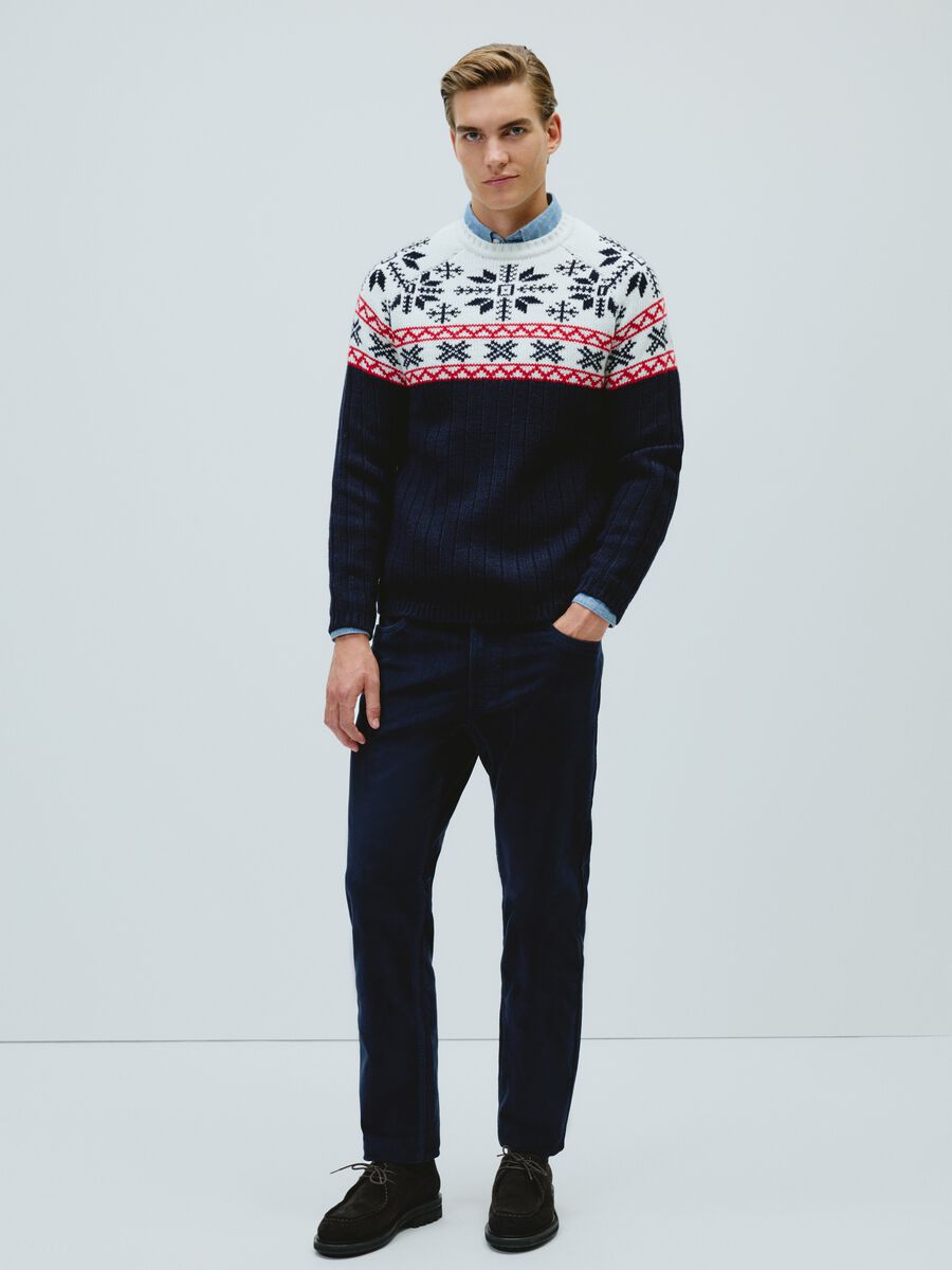 Multicolour regular fit jumper with jacquard pattern_0