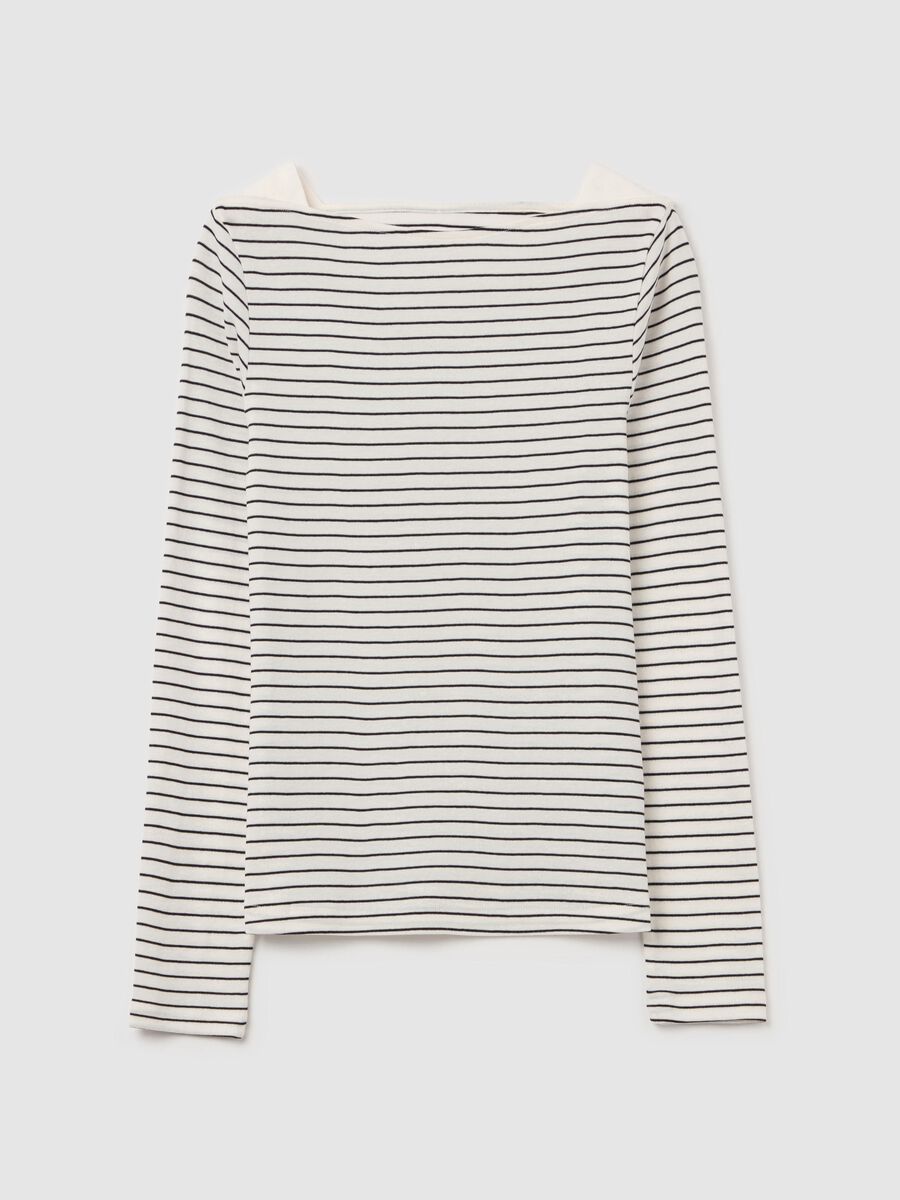 Striped T-shirt with boat neck_4