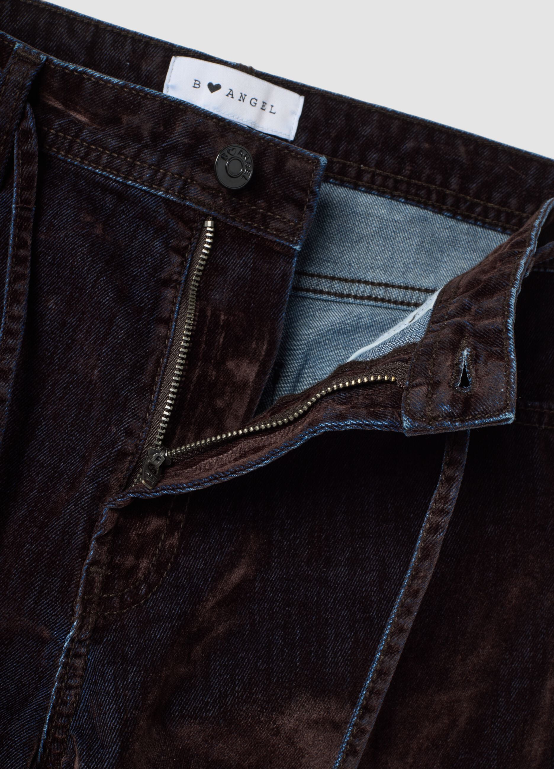 Blue and brown pure cotton wide-leg jeans