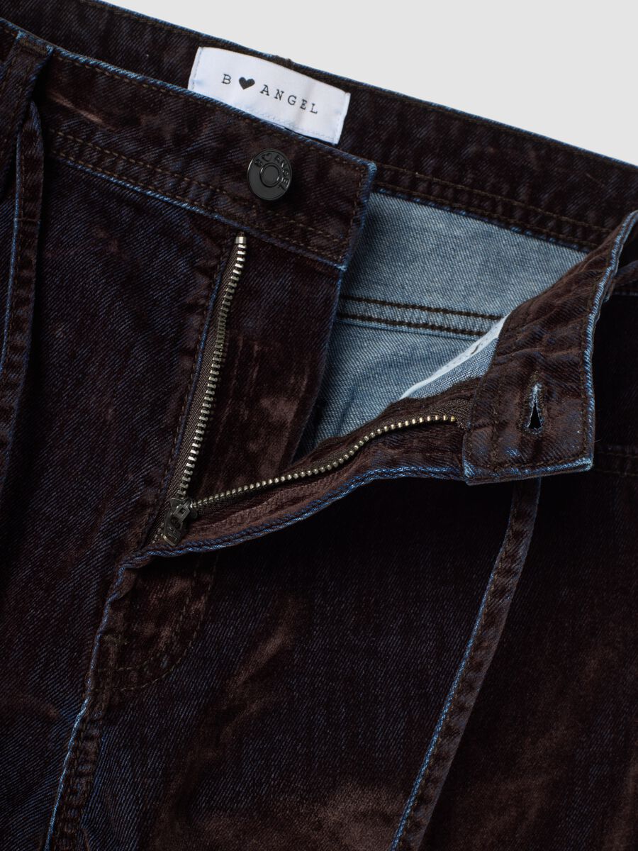 Jeans blu e marroni in puro cotone wide leg_1