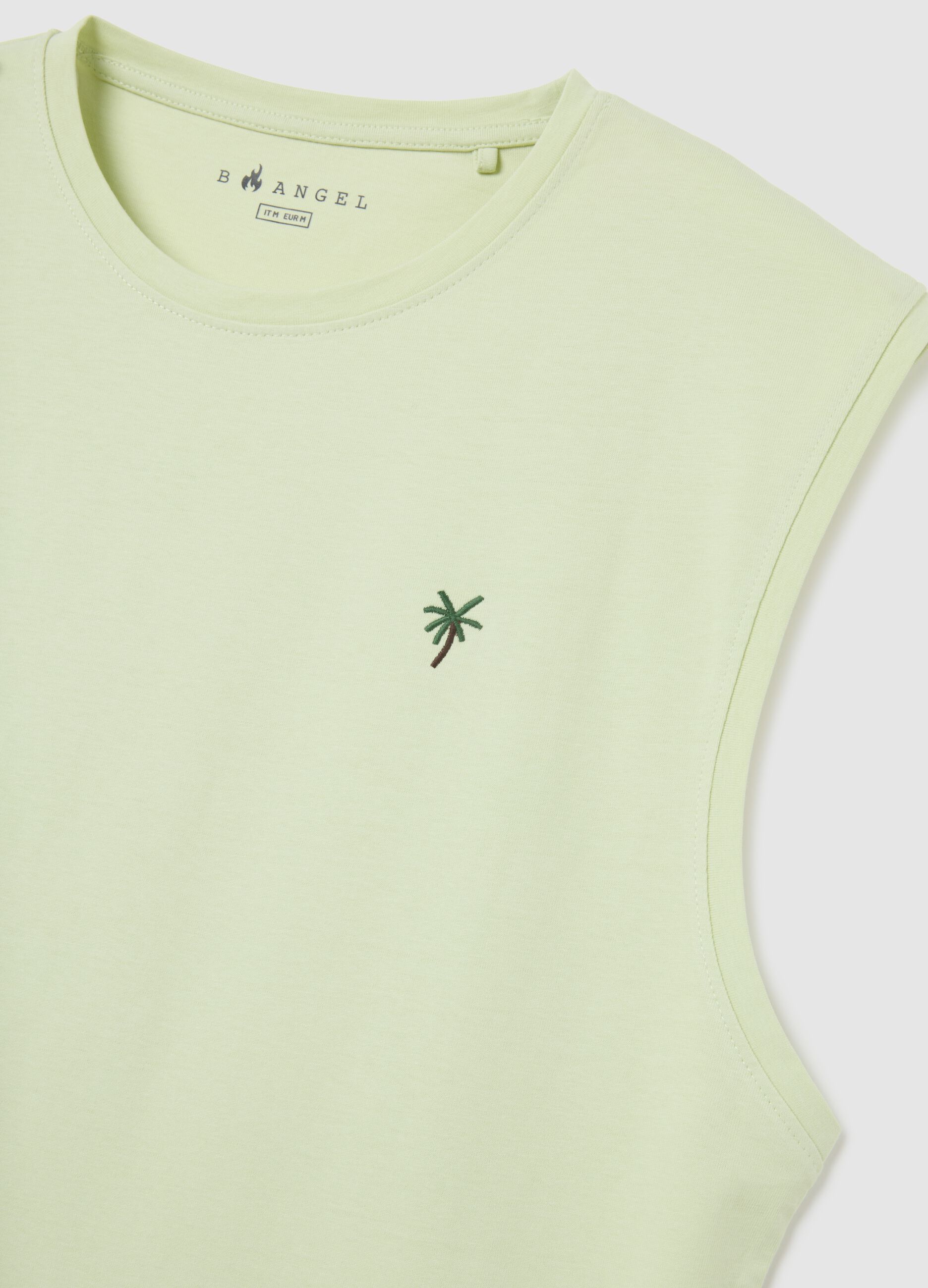 Men's green pure cotton regular fit tank top