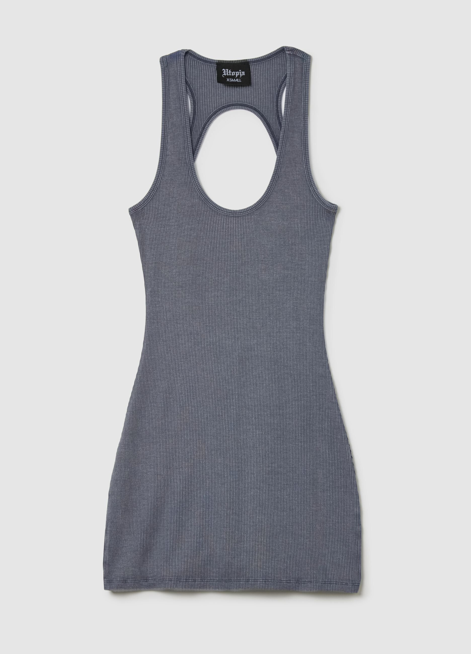 Backless Vintage Grey Mini Dress 