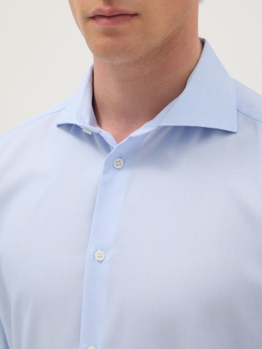 Light blue shirt with French collar in pure cotton slim fit_1