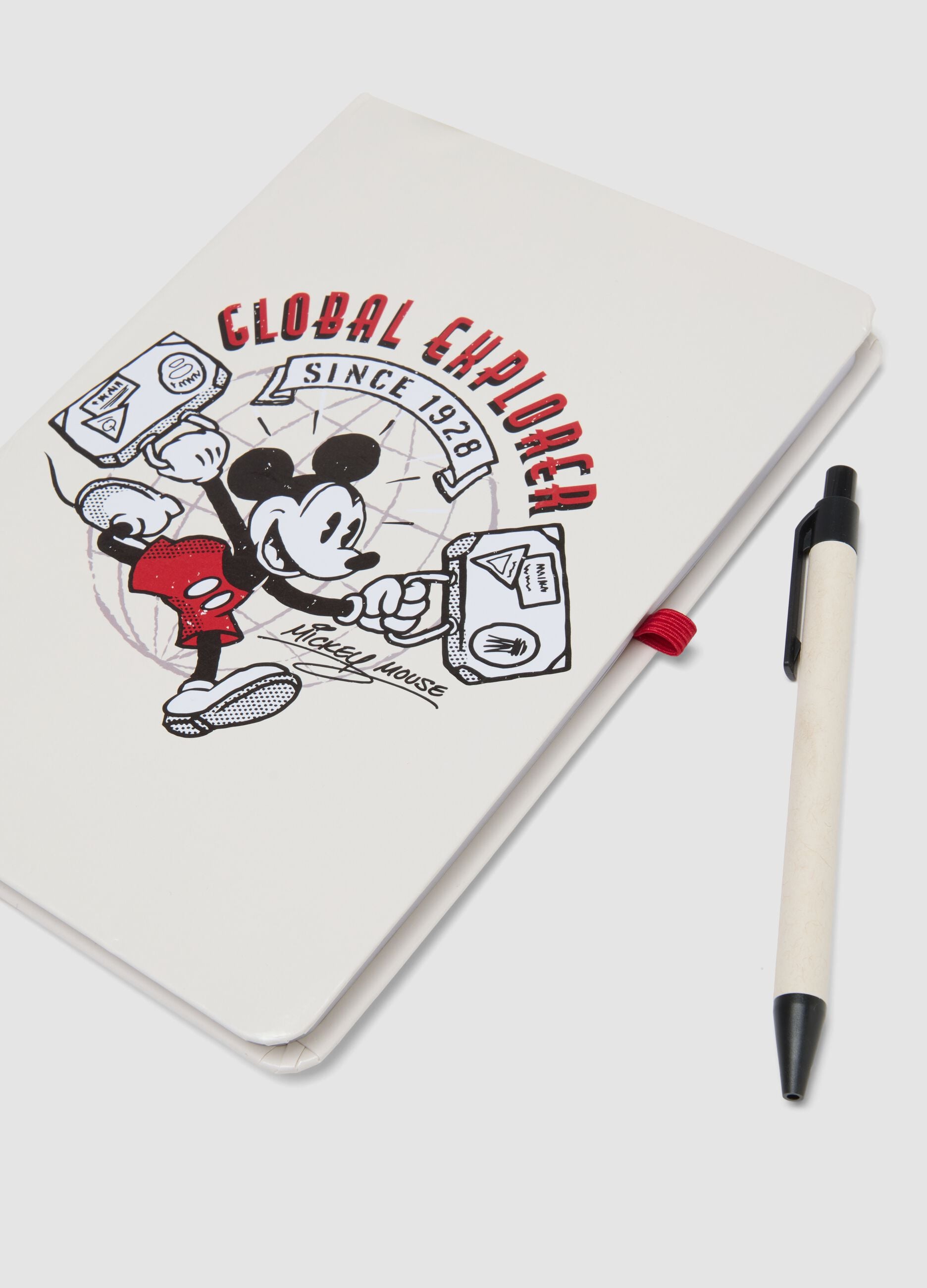 White Mickey & Friends notebook with pen