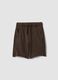Brown pure cotton shorts with elasticated waistband_0