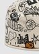 Beige stretch organic cotton printed hat for boys_2