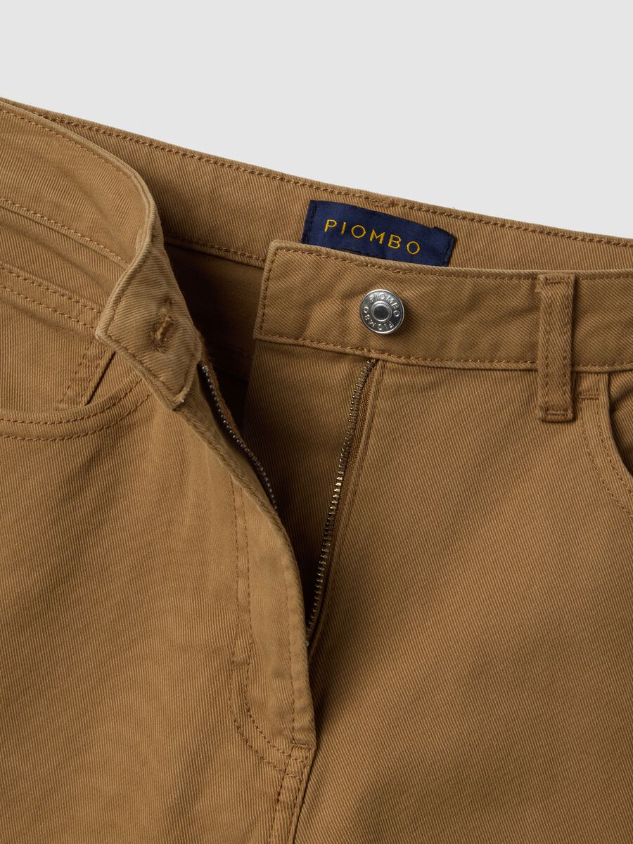 Straight Brown Stretch Cotton Chino Trousers_1