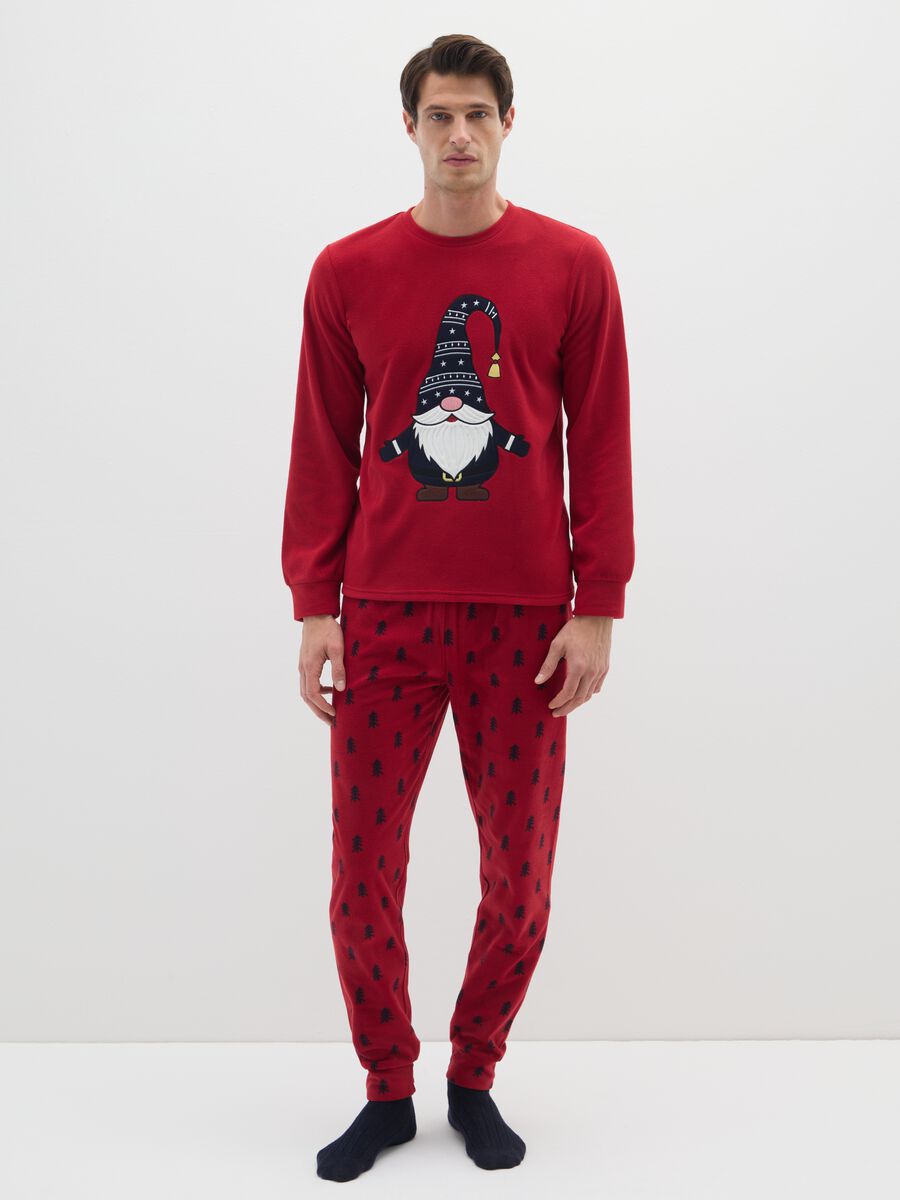 Red long pyjamas regular fit with Christmas motifs_0