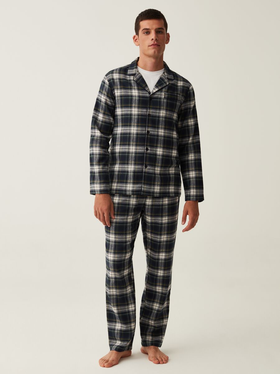 Pigiama lungo in flanella fantasia tartan_0