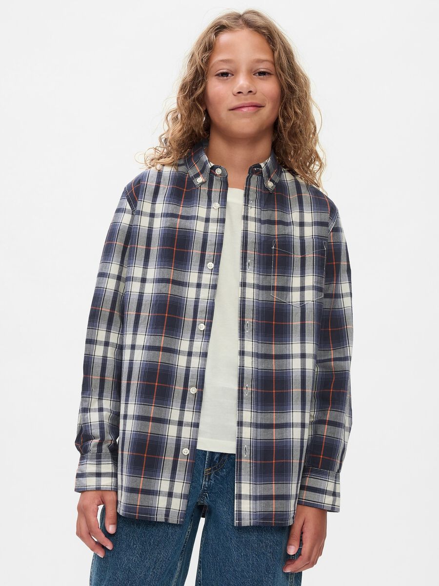 Camicia in popeline con stampa check_0