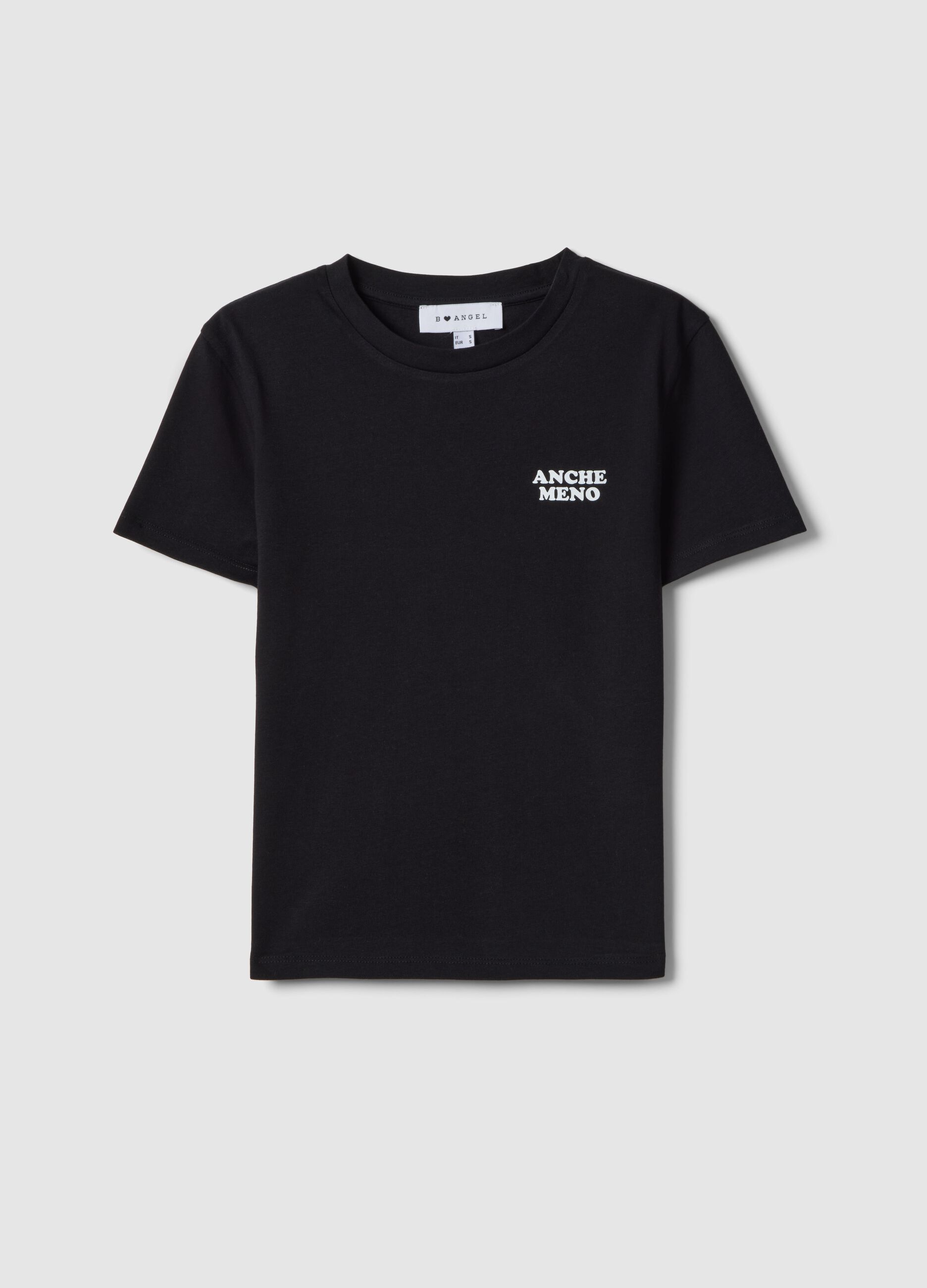 Black slim fit pure cotton T-shirt with print