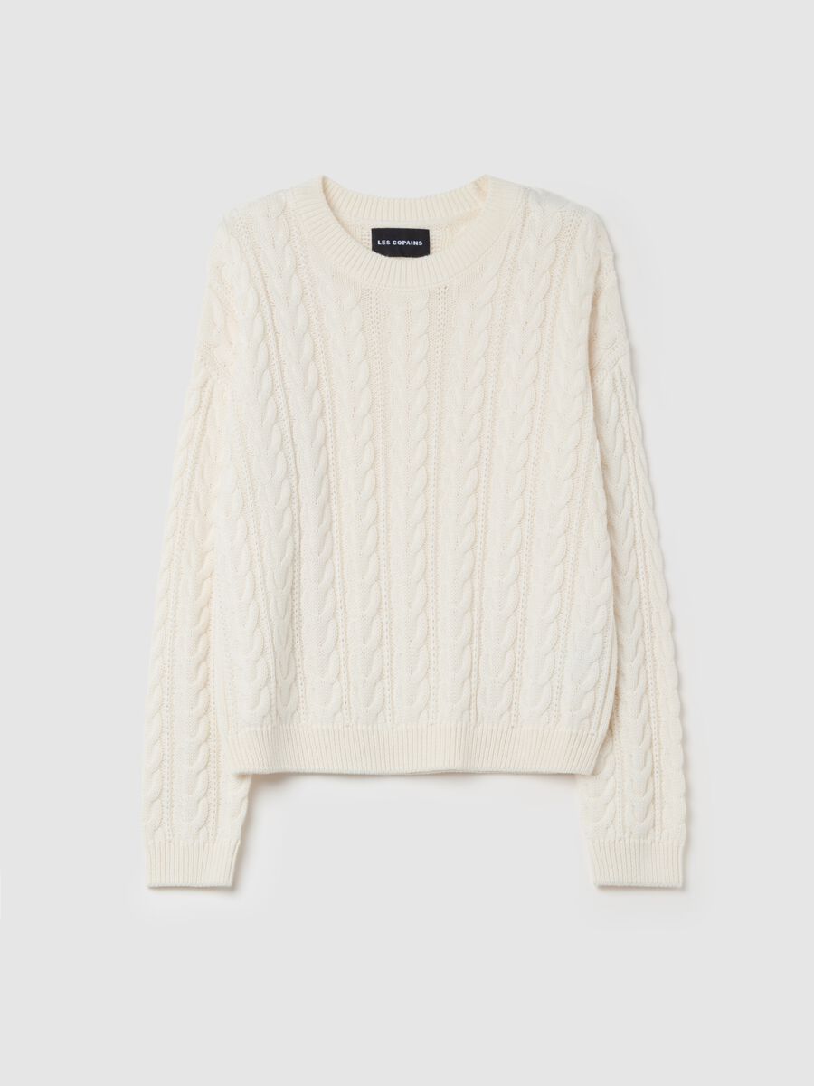 Cable-knit pullover with round neck_0