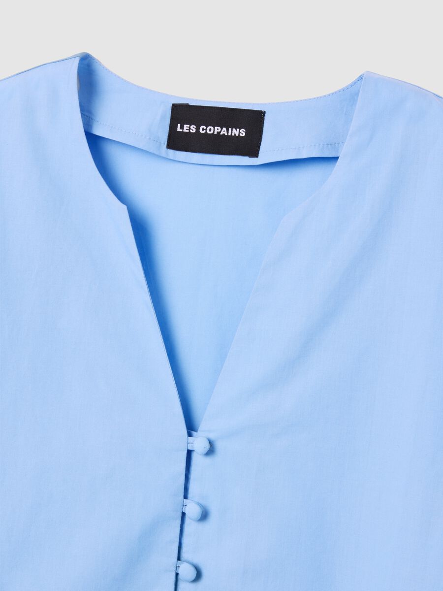 Women's light blue pure cotton dress with regular fit_5