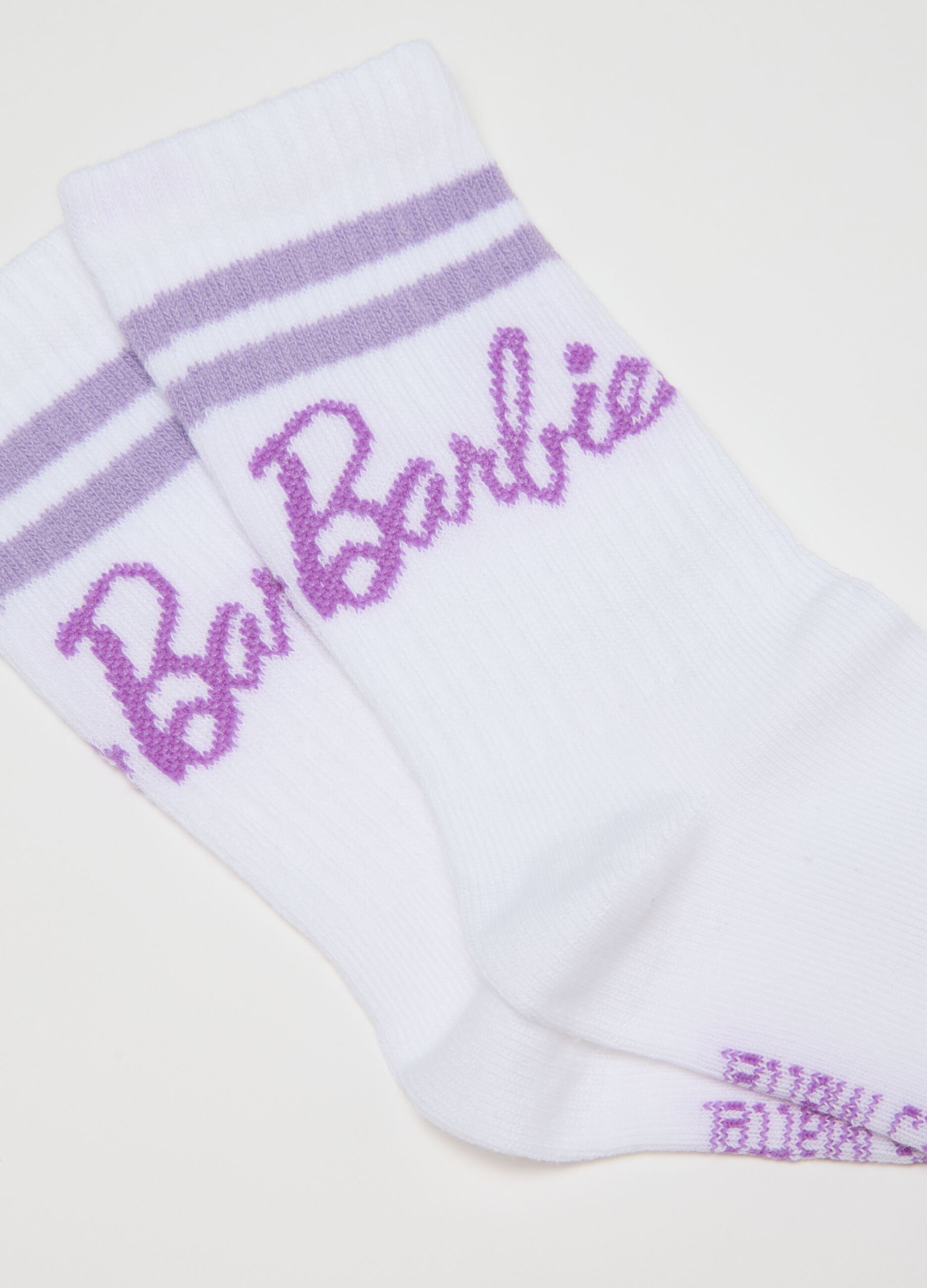 Girls' multicolour cotton-blend elasticated socks twin pack Barbie