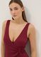 Red stretch swimsuit with side buckle_0