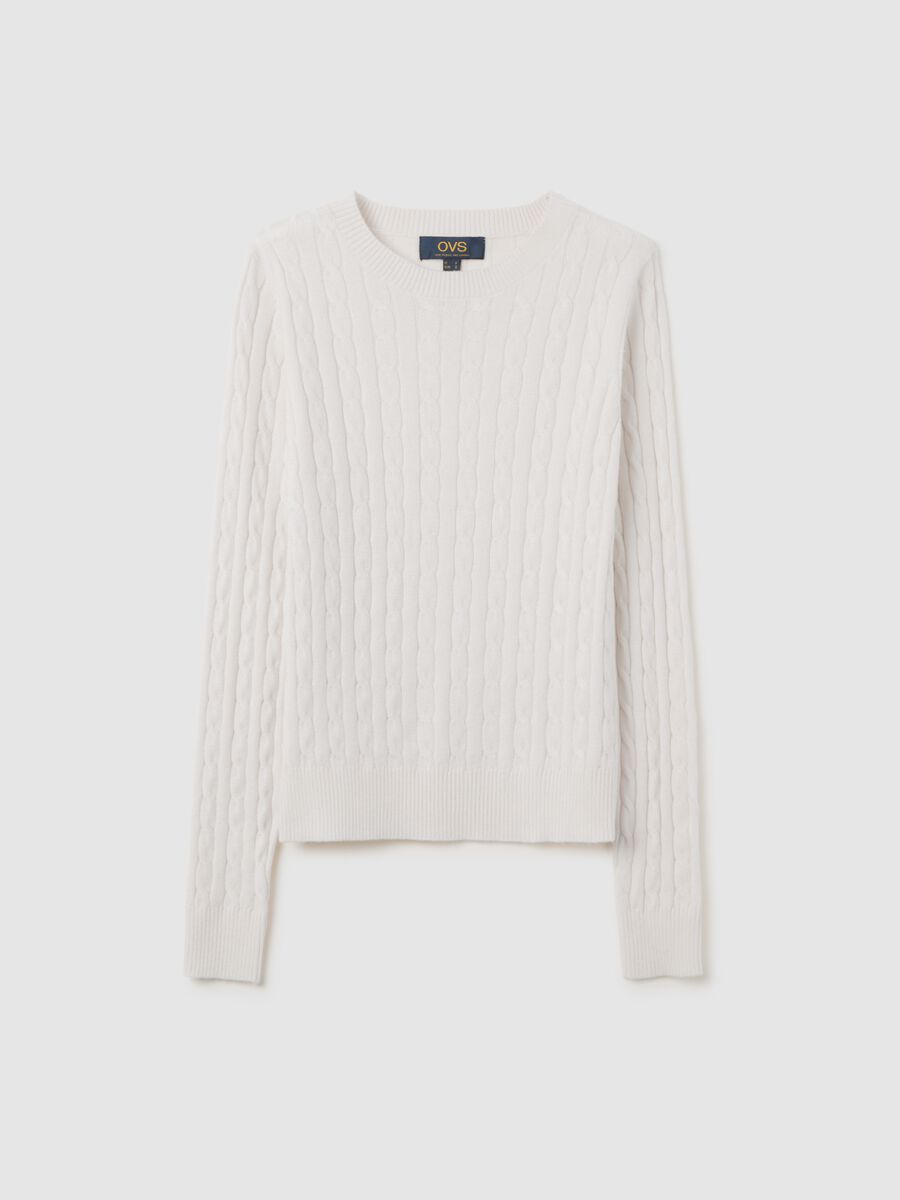 Pullover bianco con collo rotondo_4