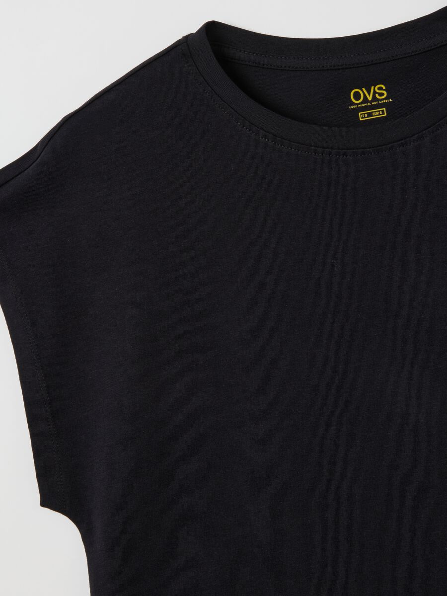 T-shirt da donna in puro cotone nero_5
