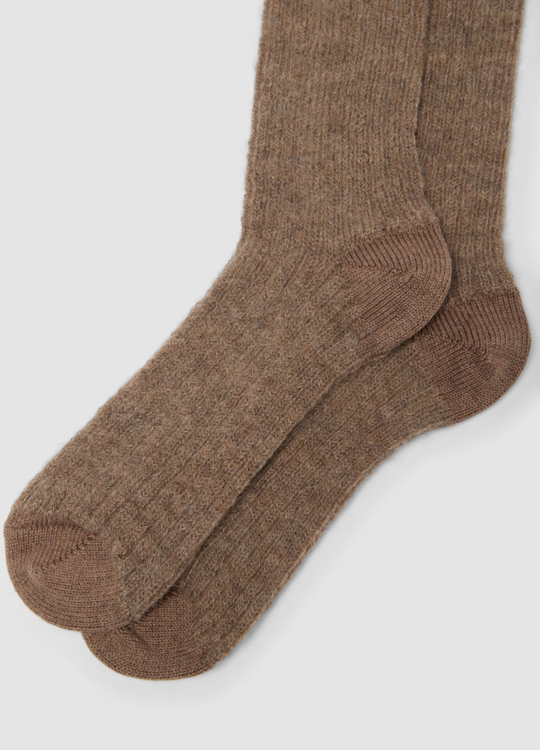 Beige stretch mohair and alpaca socks