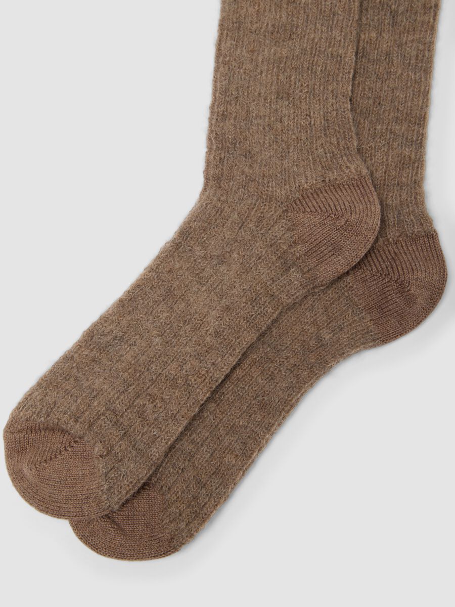 Beige stretch mohair and alpaca socks_1