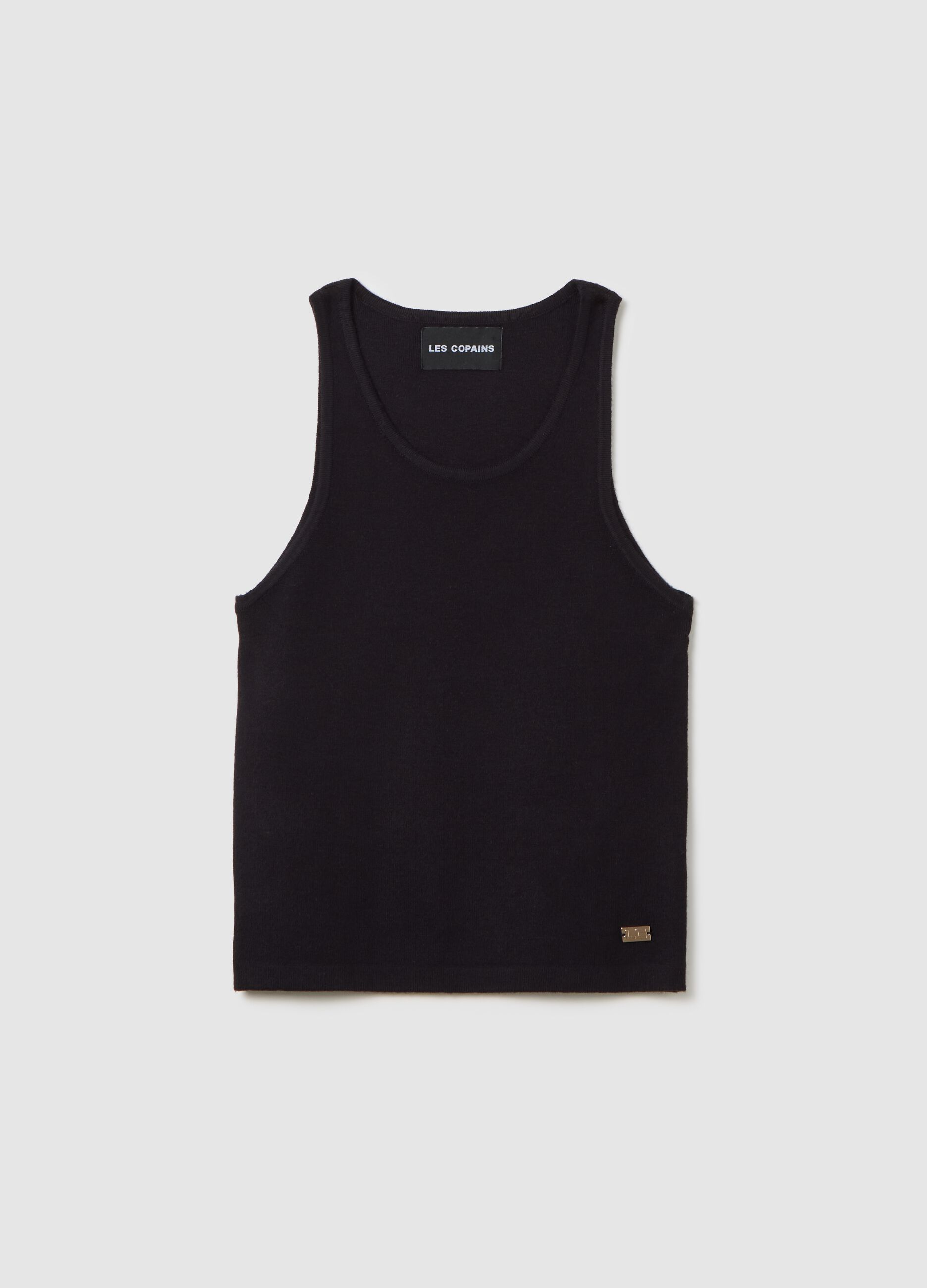 Canotta da donna in misto viscosa nera fitted
