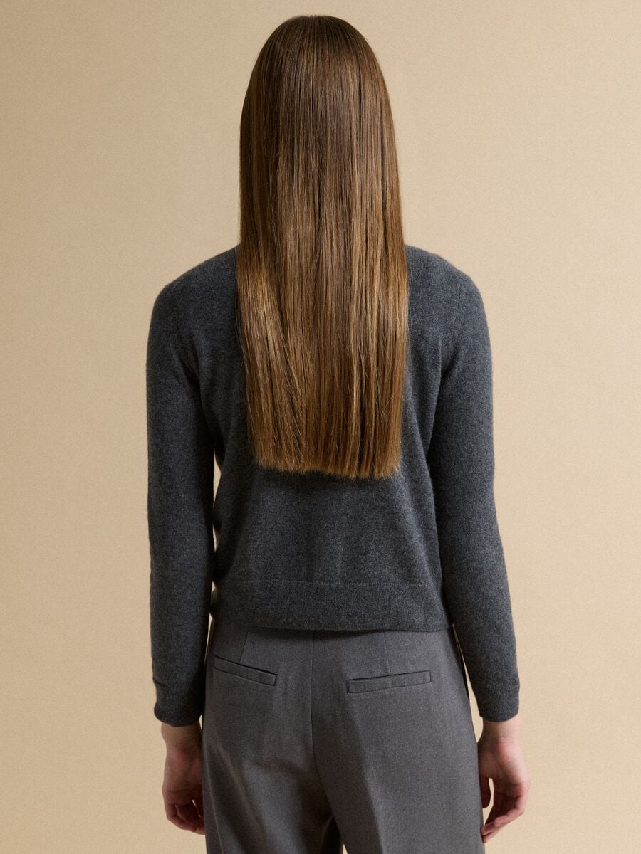Grey pure cashmere crew-neck cardigan_3
