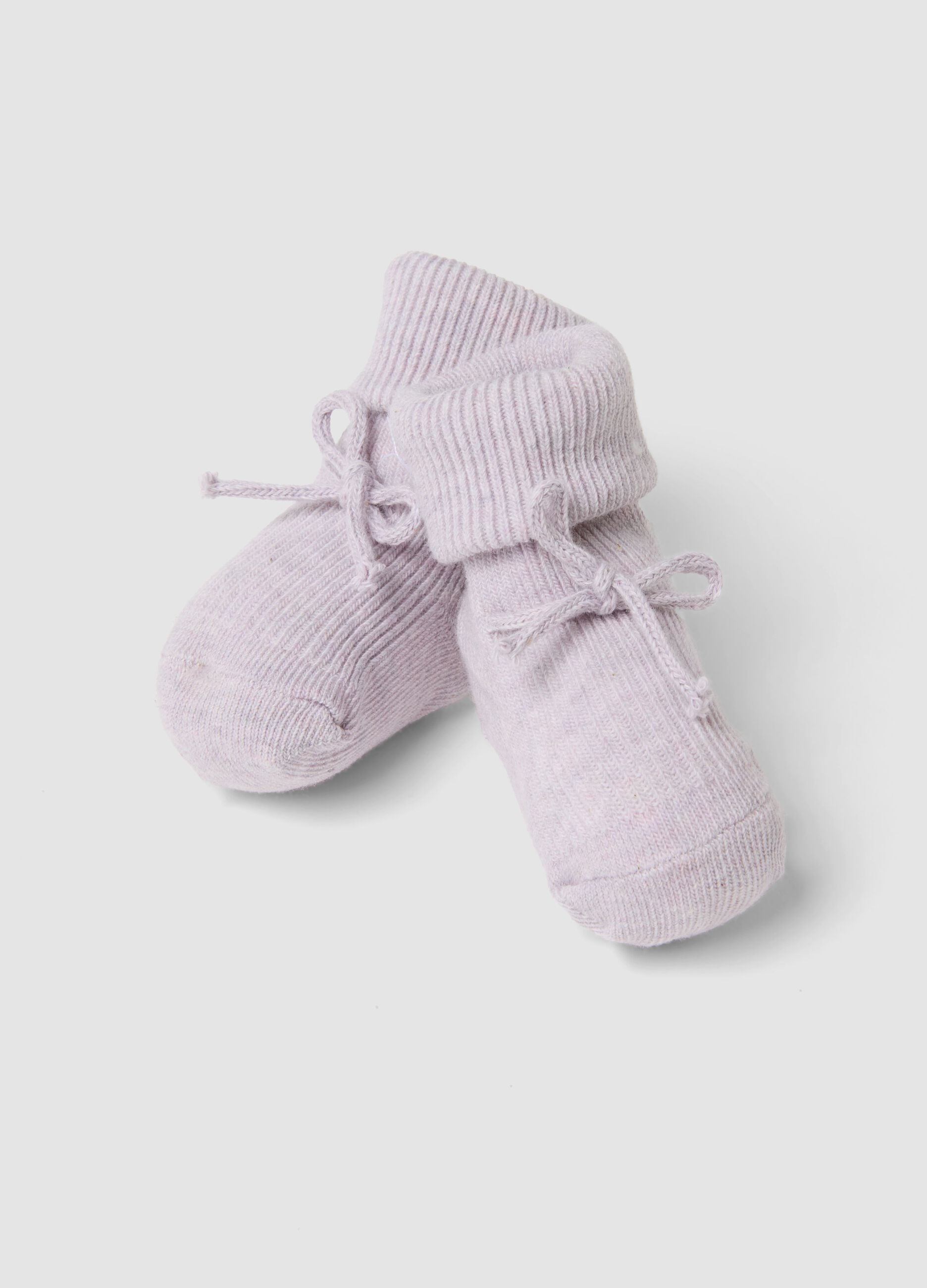 Pink organic cotton knitted baby girl booties