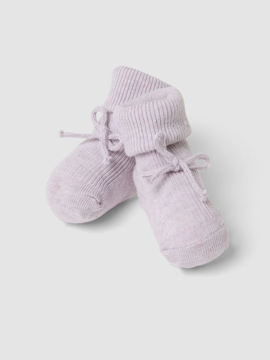 Scarpine rosa in maglia di cotone organico per neonata_1