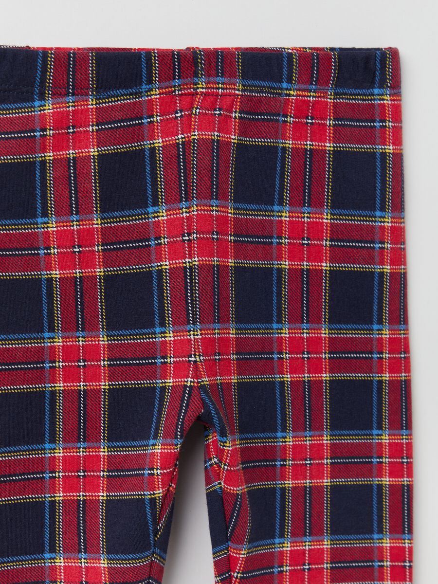 Leggings in cotone stretch con fantasia tartan_2