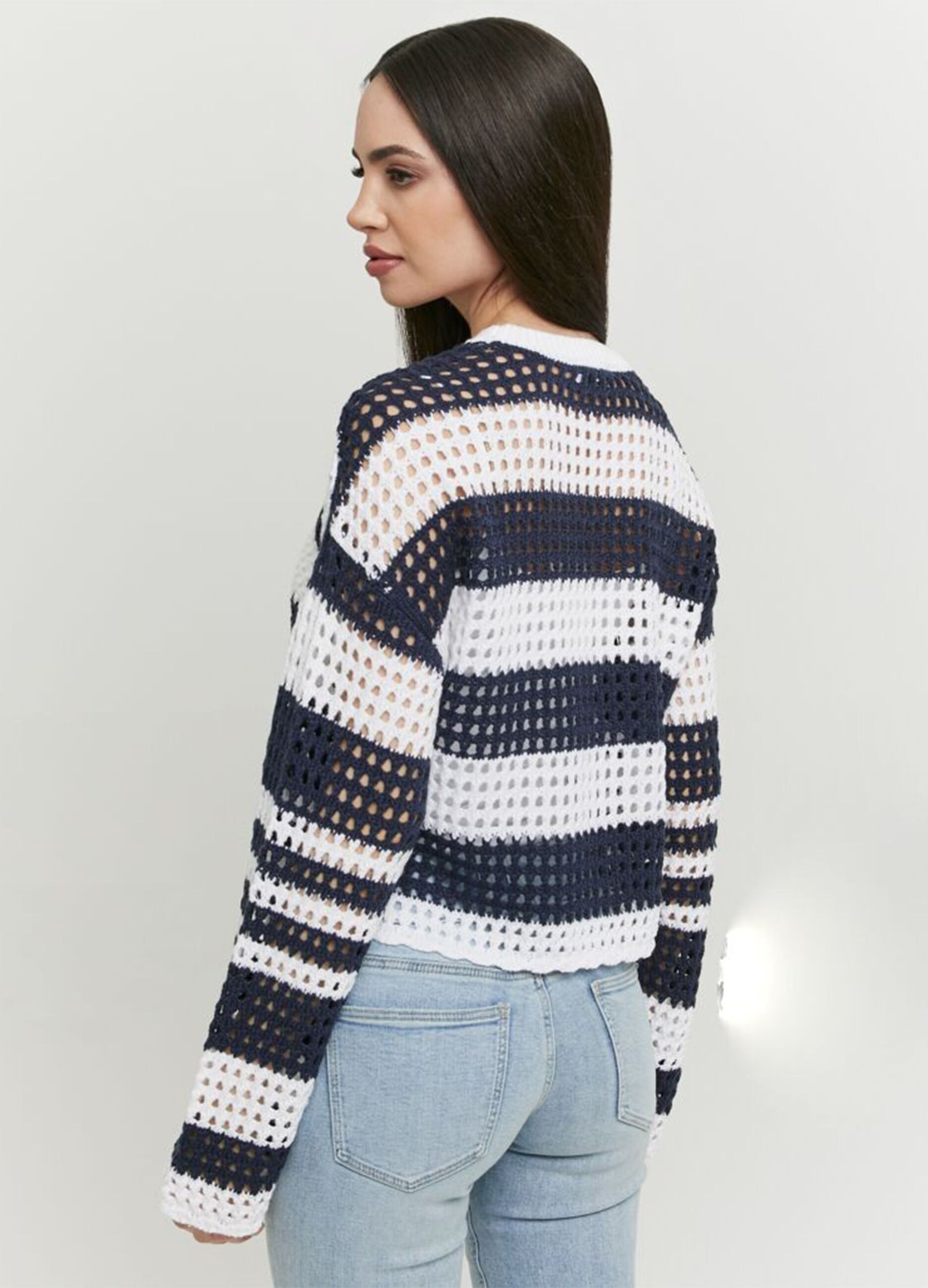 Multicolour open-knit long-sleeve top - regular fit
