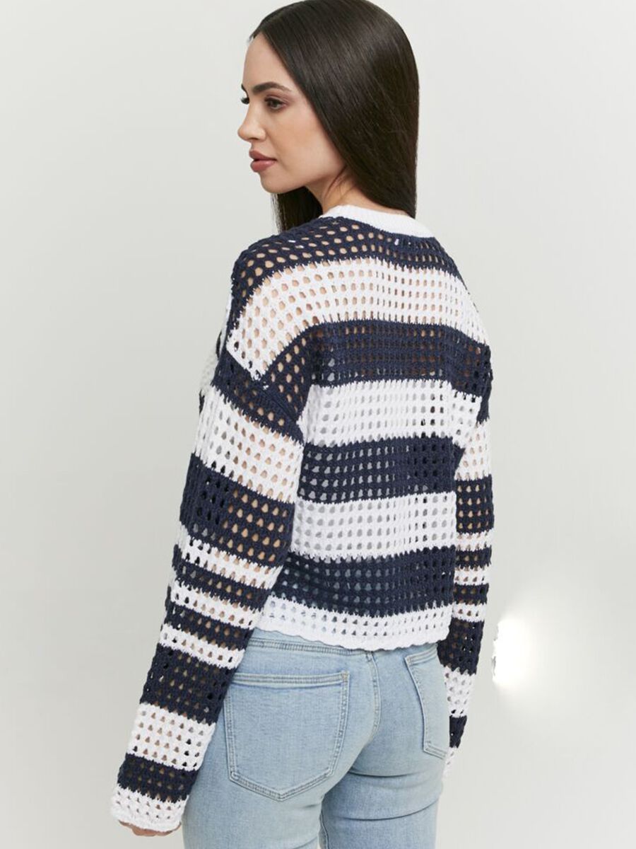 Multicolour open-knit long-sleeve top - regular fit_1