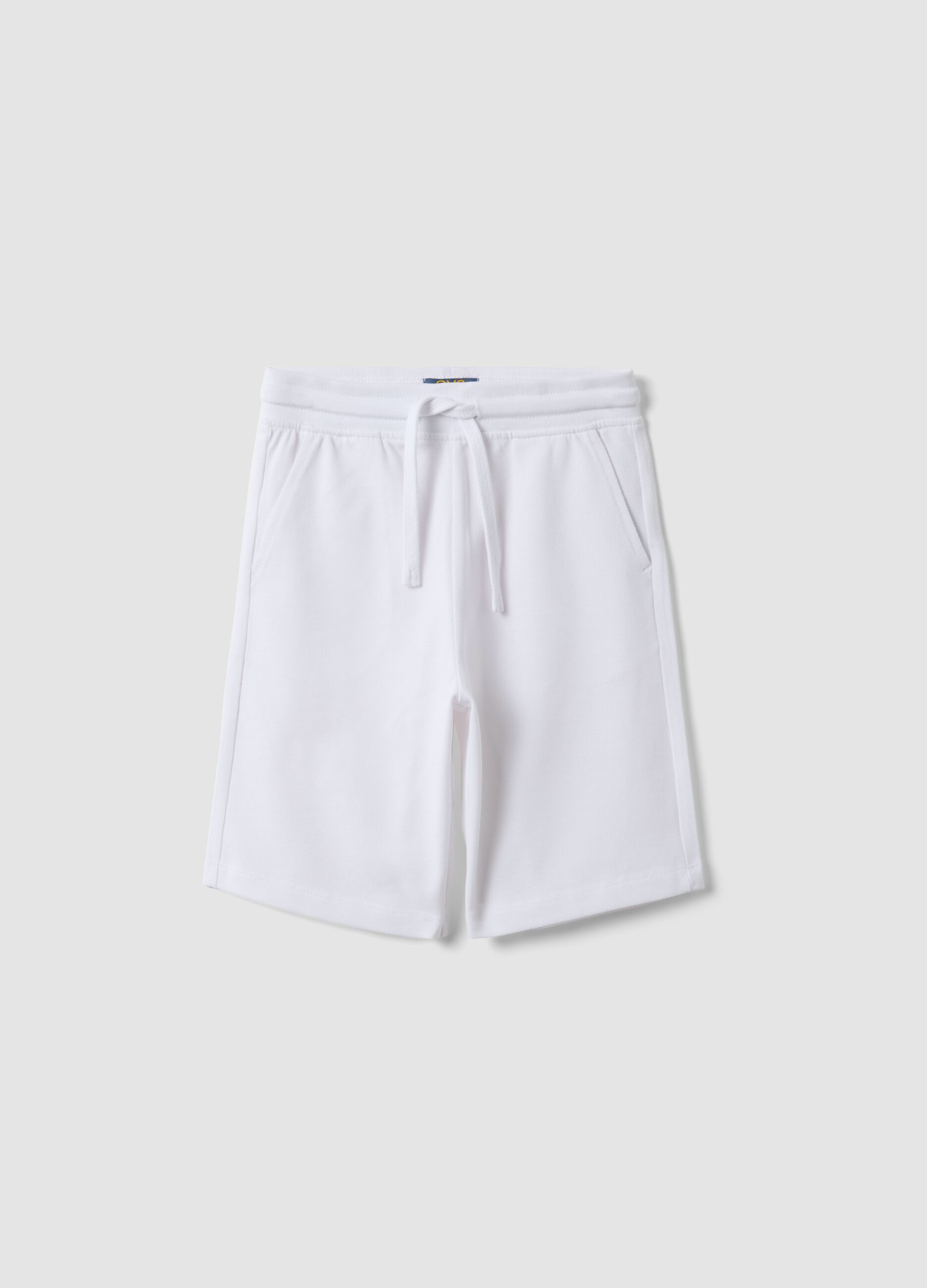 Shorts in puro cotone bianchi da bambino regular fit