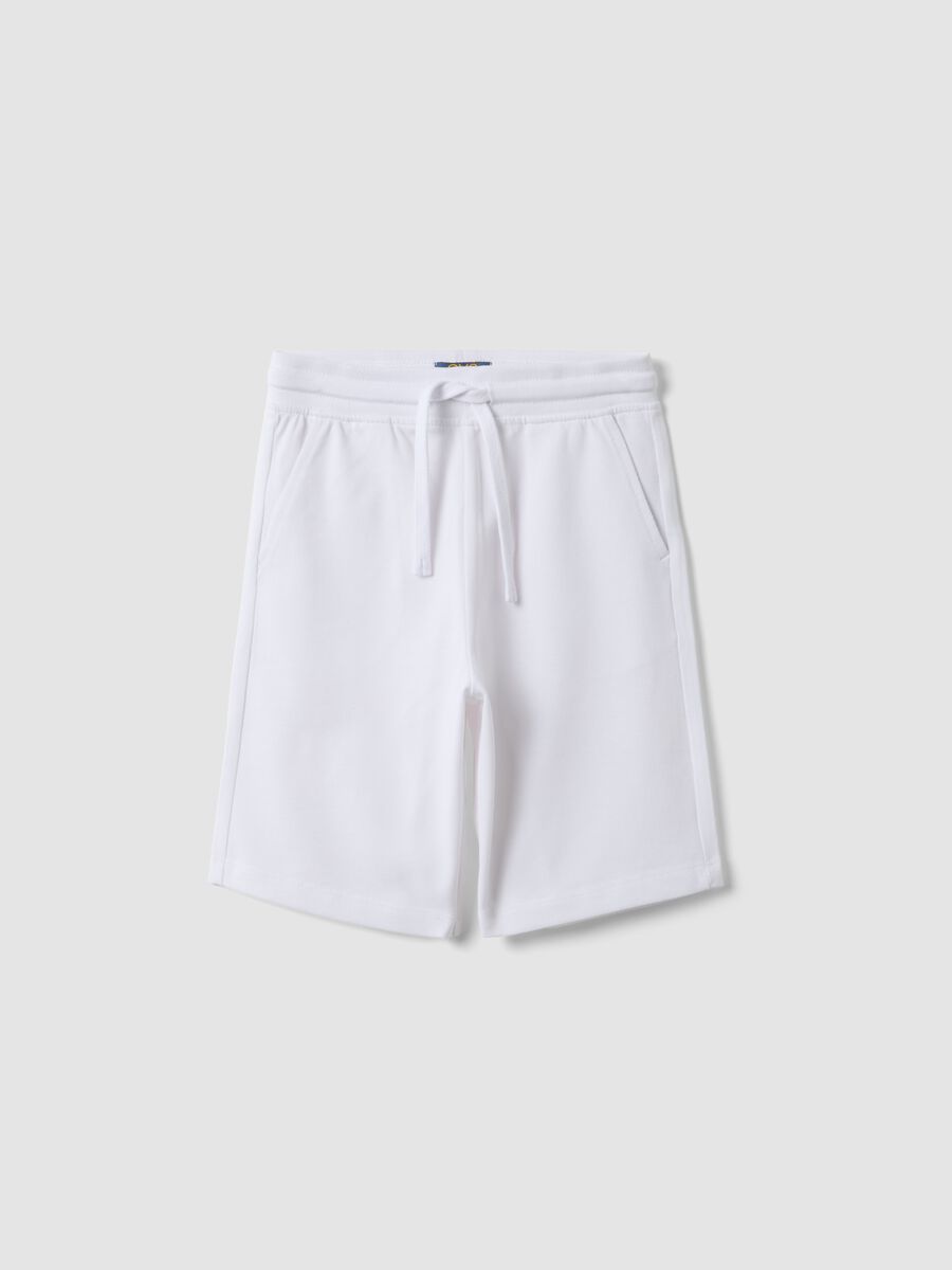White pure cotton regular fit kids shorts_0
