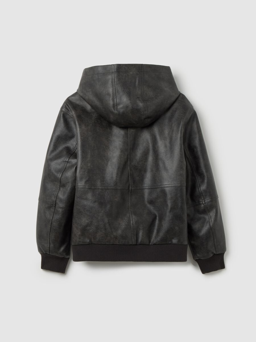 Black padded regular fit boys' jacket_1