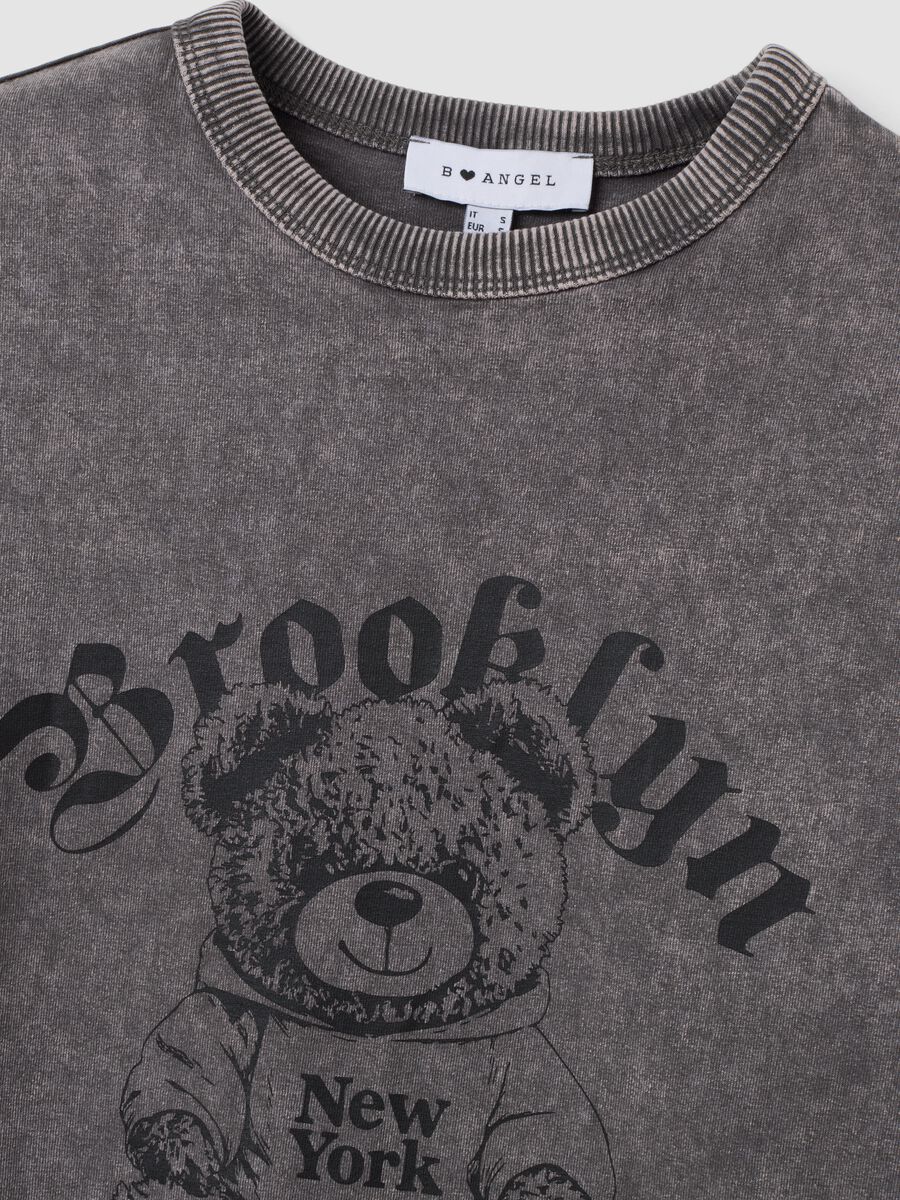Grey pure cotton oversized T-shirt with teddy bear print_6