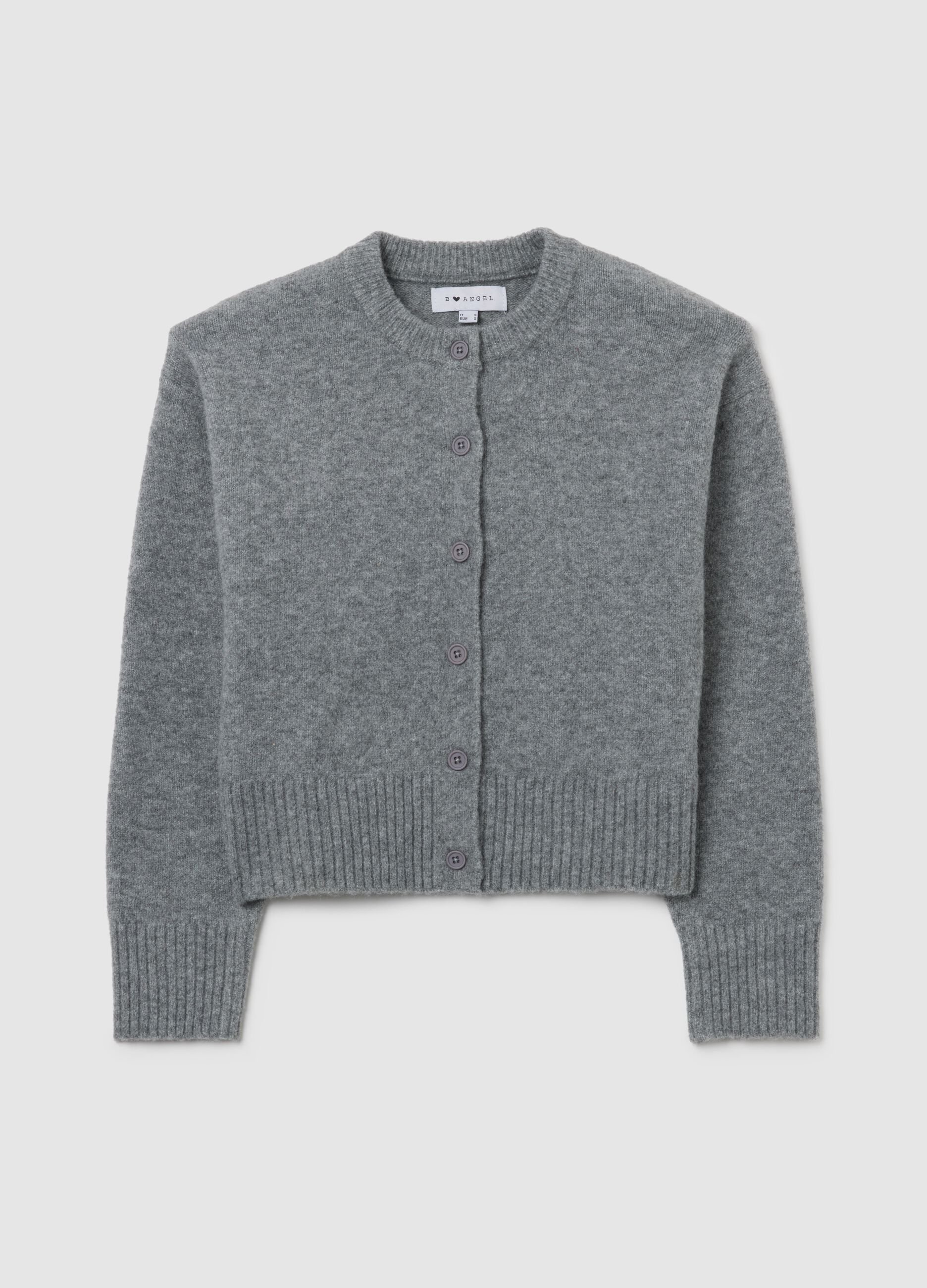 Grey Cardigan in Stretch Fabric