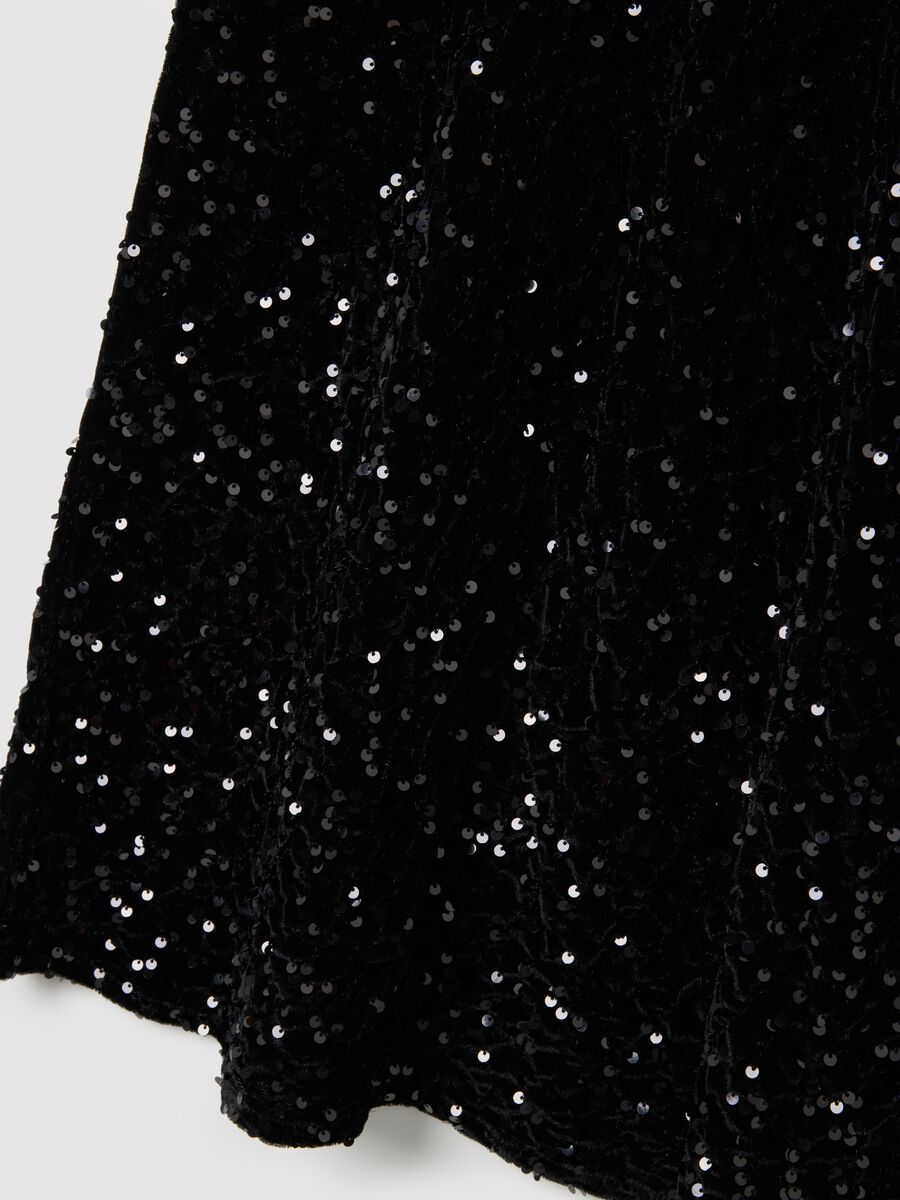 Black long skirt regular fit with sequins_5