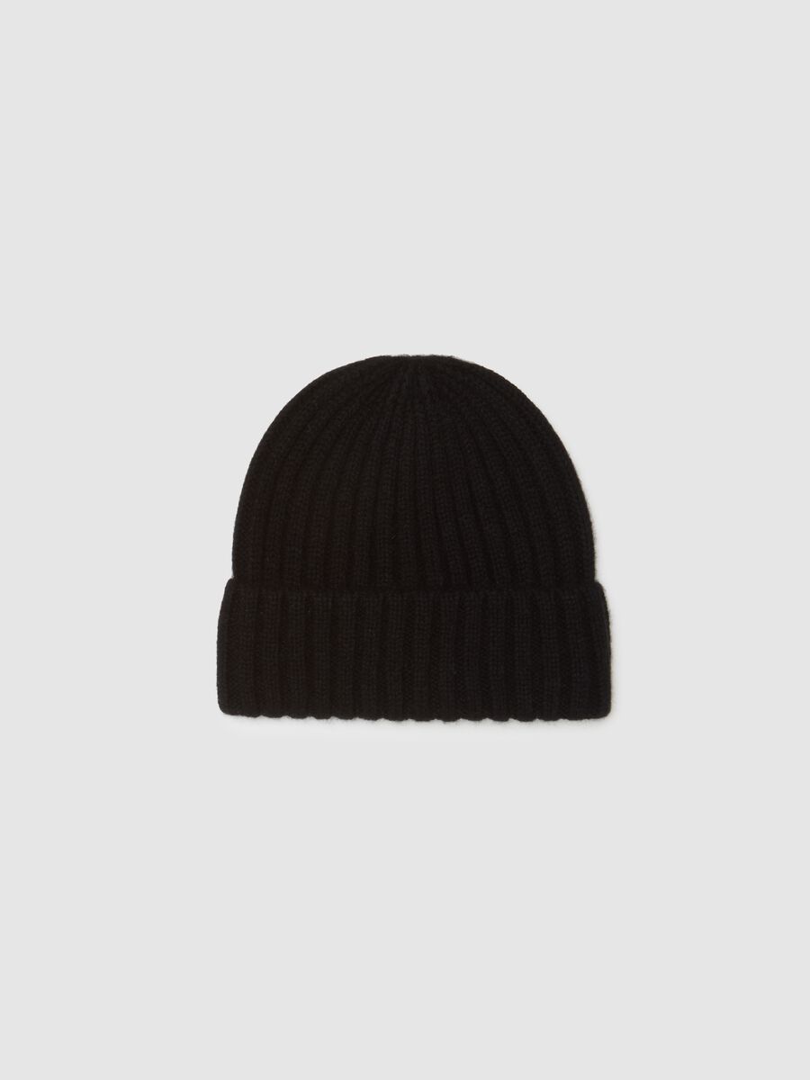 Cappello in puro cashmere nero_0