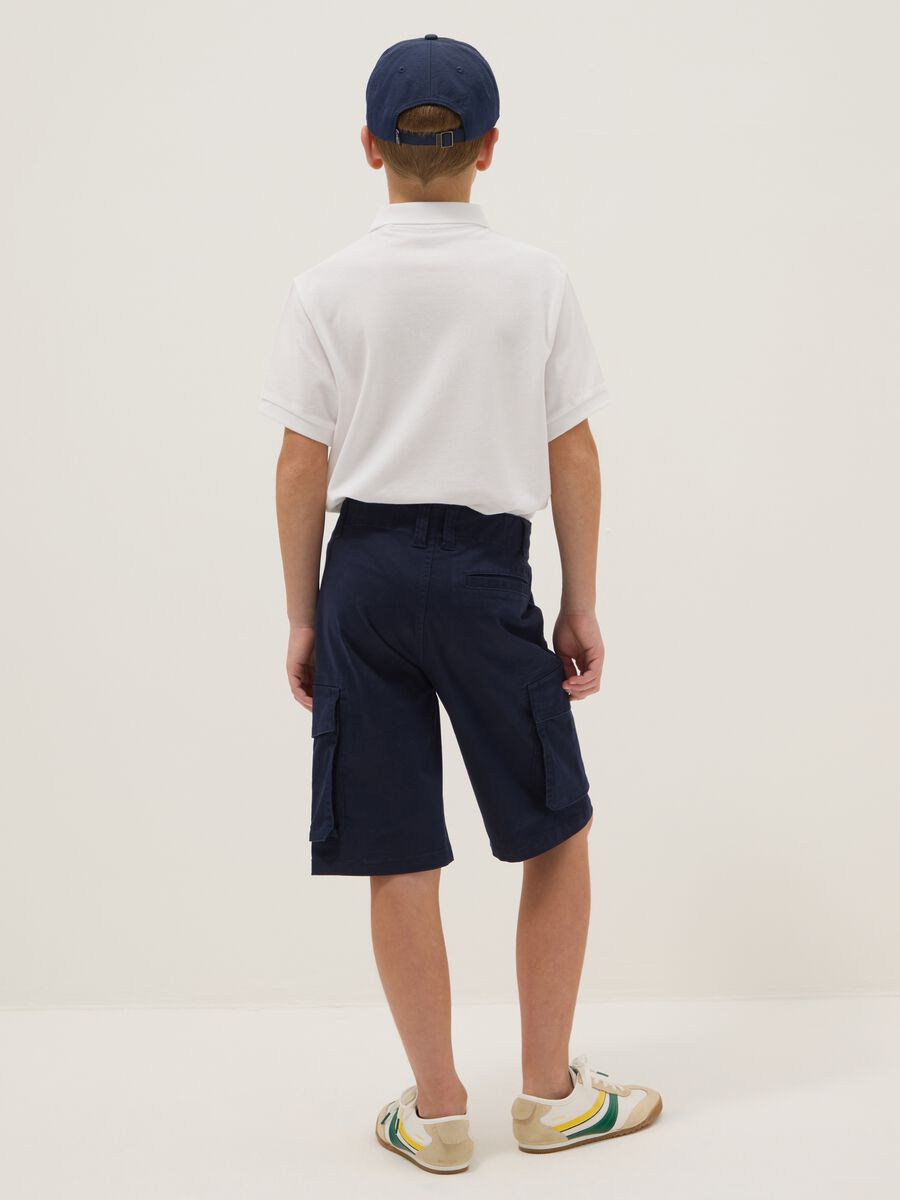 Boys' blue stretch cotton cargo shorts, regular fit_1