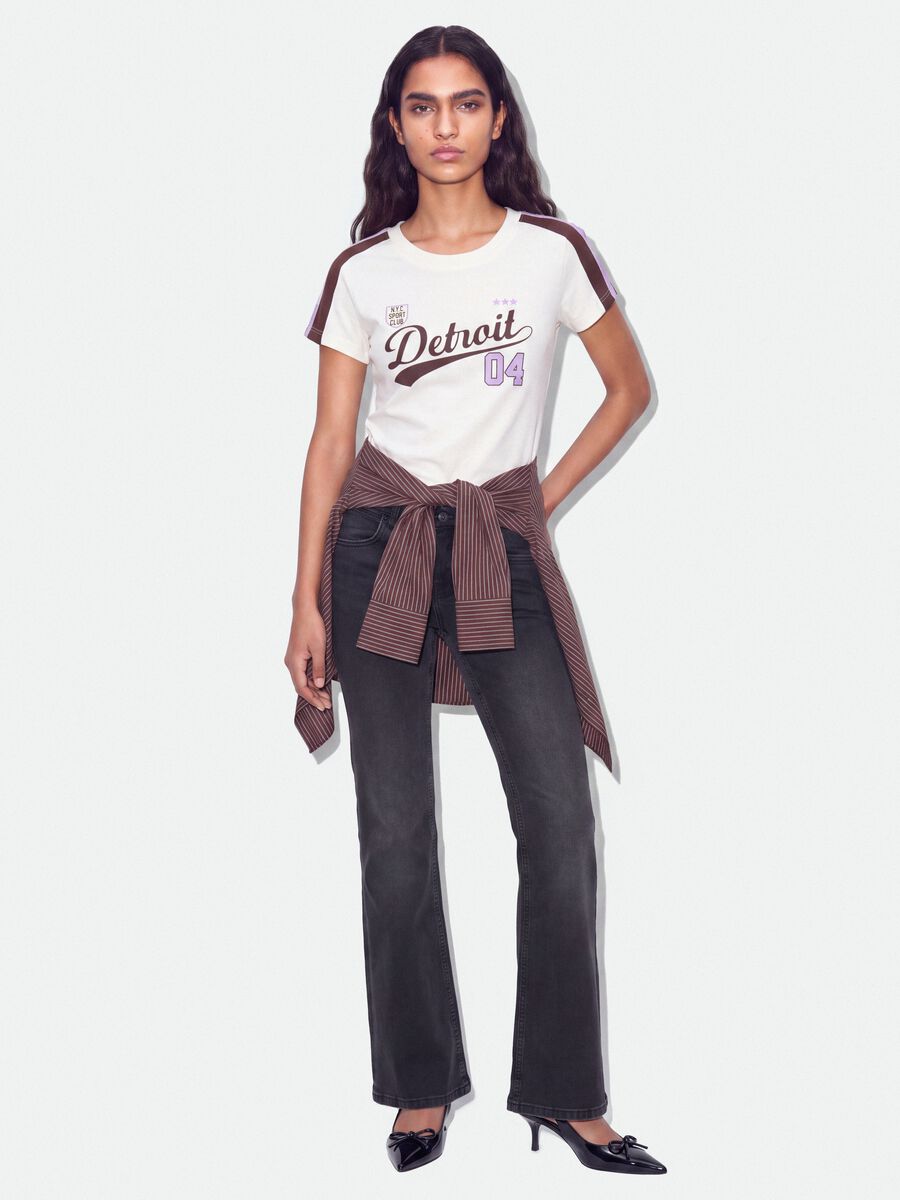 White pure cotton crew-neck T-shirt with Detroit print_1