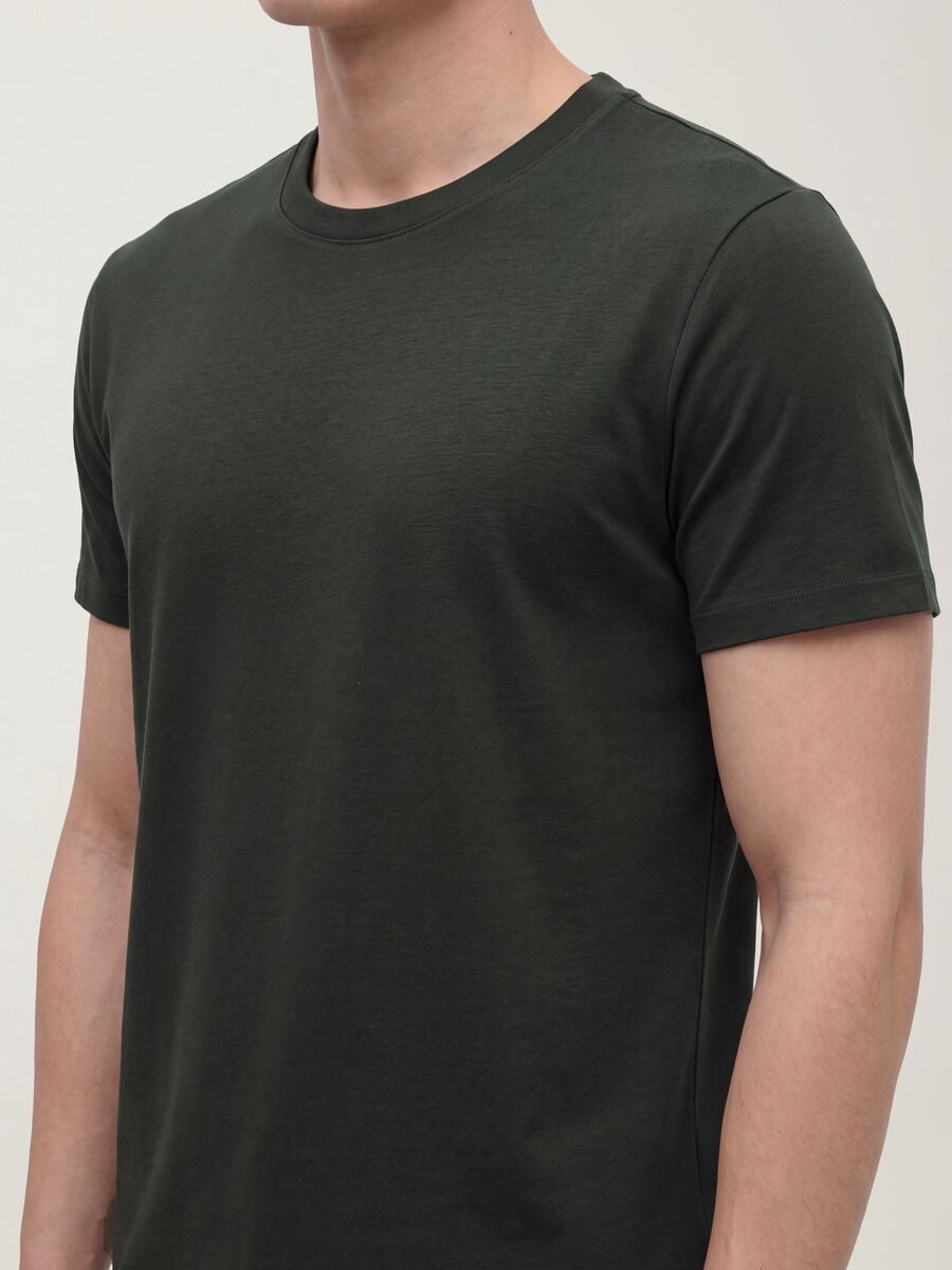 T-shirt grigia in puro cotone mercerizzato a girocollo regular fit_4