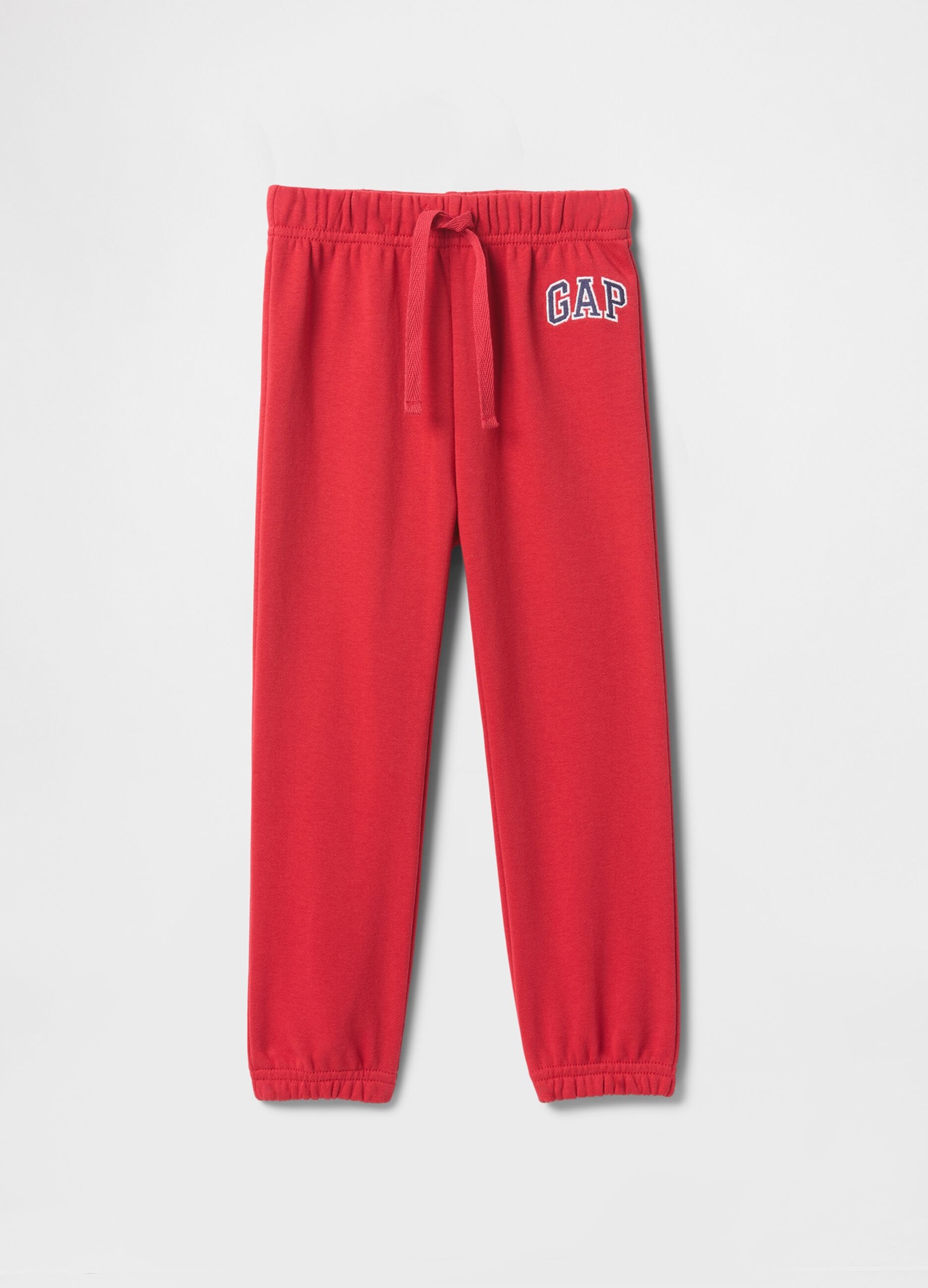 Red cotton blend trousers with elastic