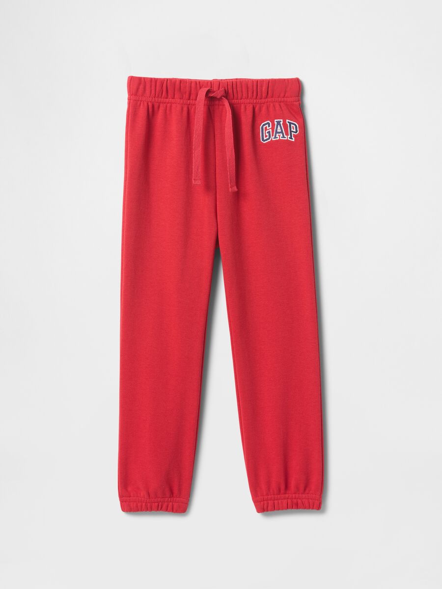 Red cotton blend trousers with elastic_0