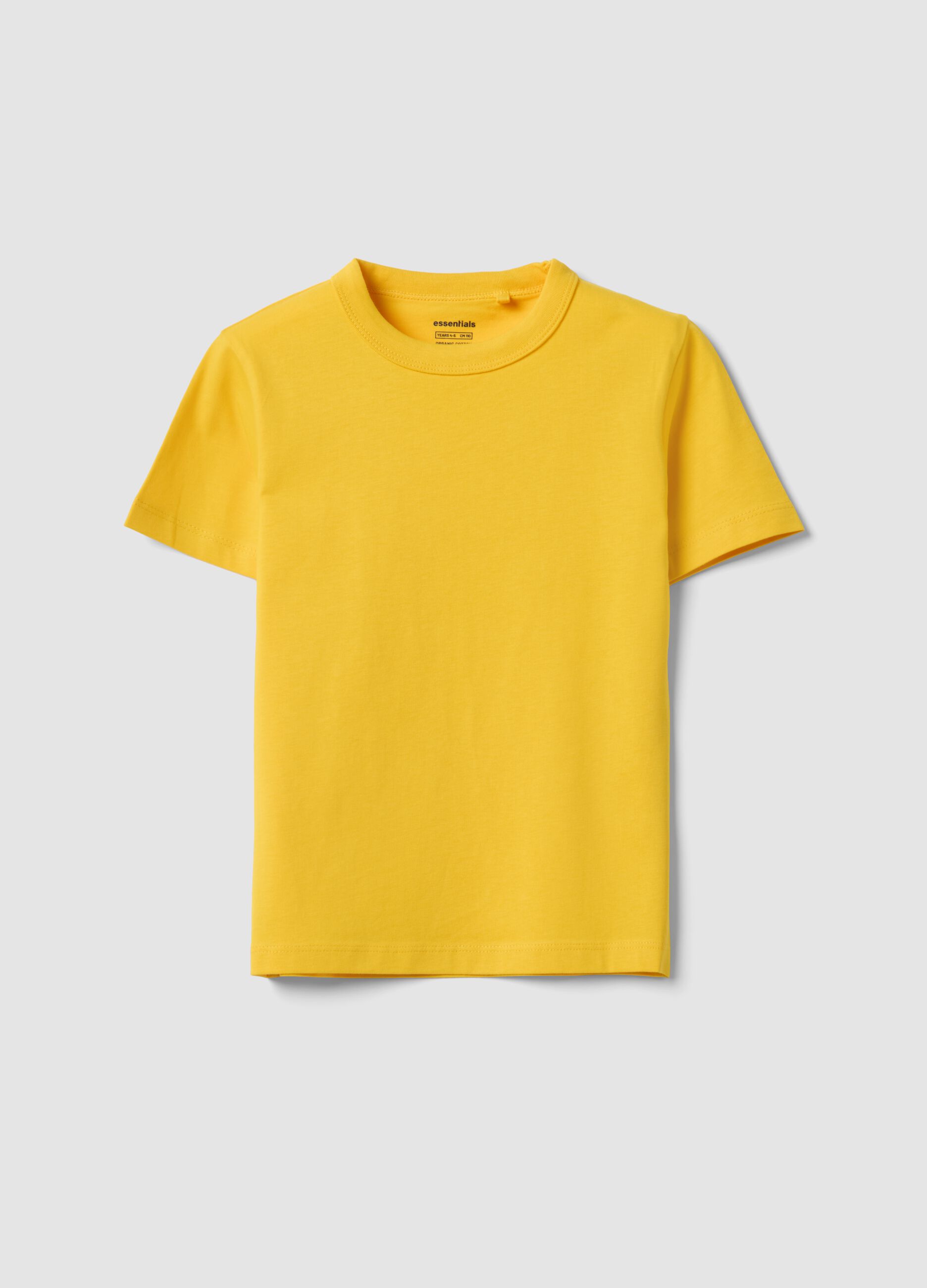 Yellow pure cotton kids&rsquo; T-shirt with an oversized fit