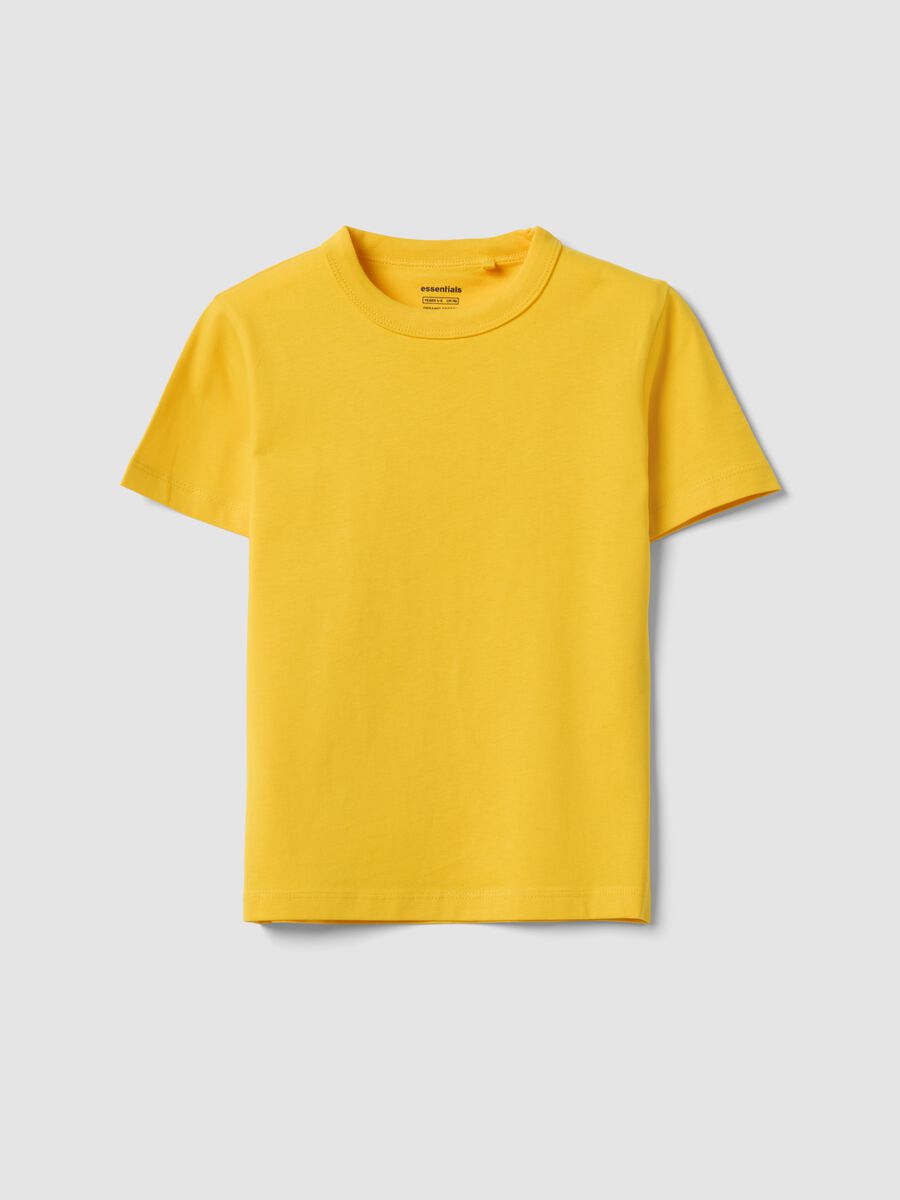 Yellow pure cotton kids&rsquo; T-shirt with an oversized fit_0