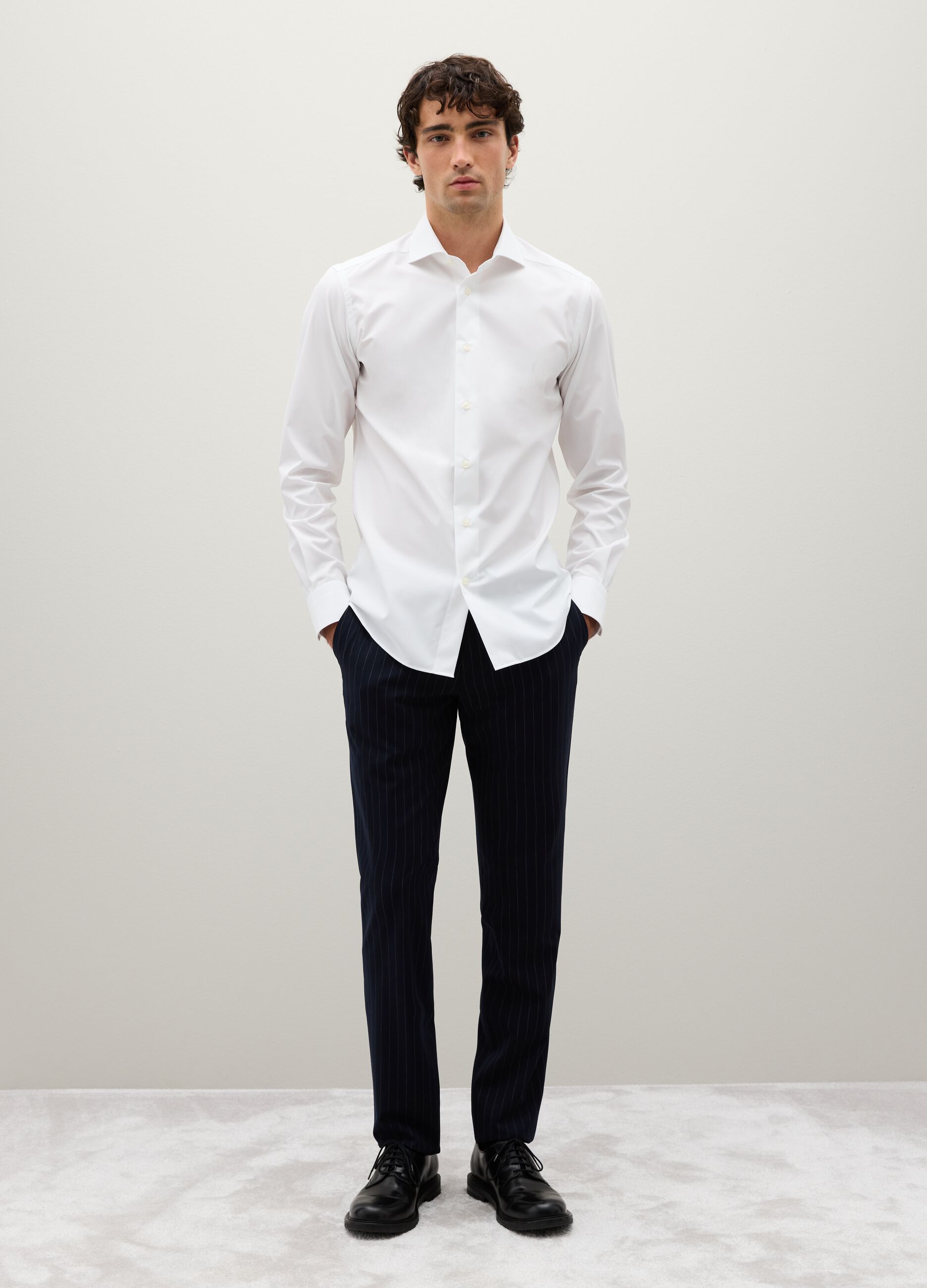 White Pure Cotton Slim Fit Shirt