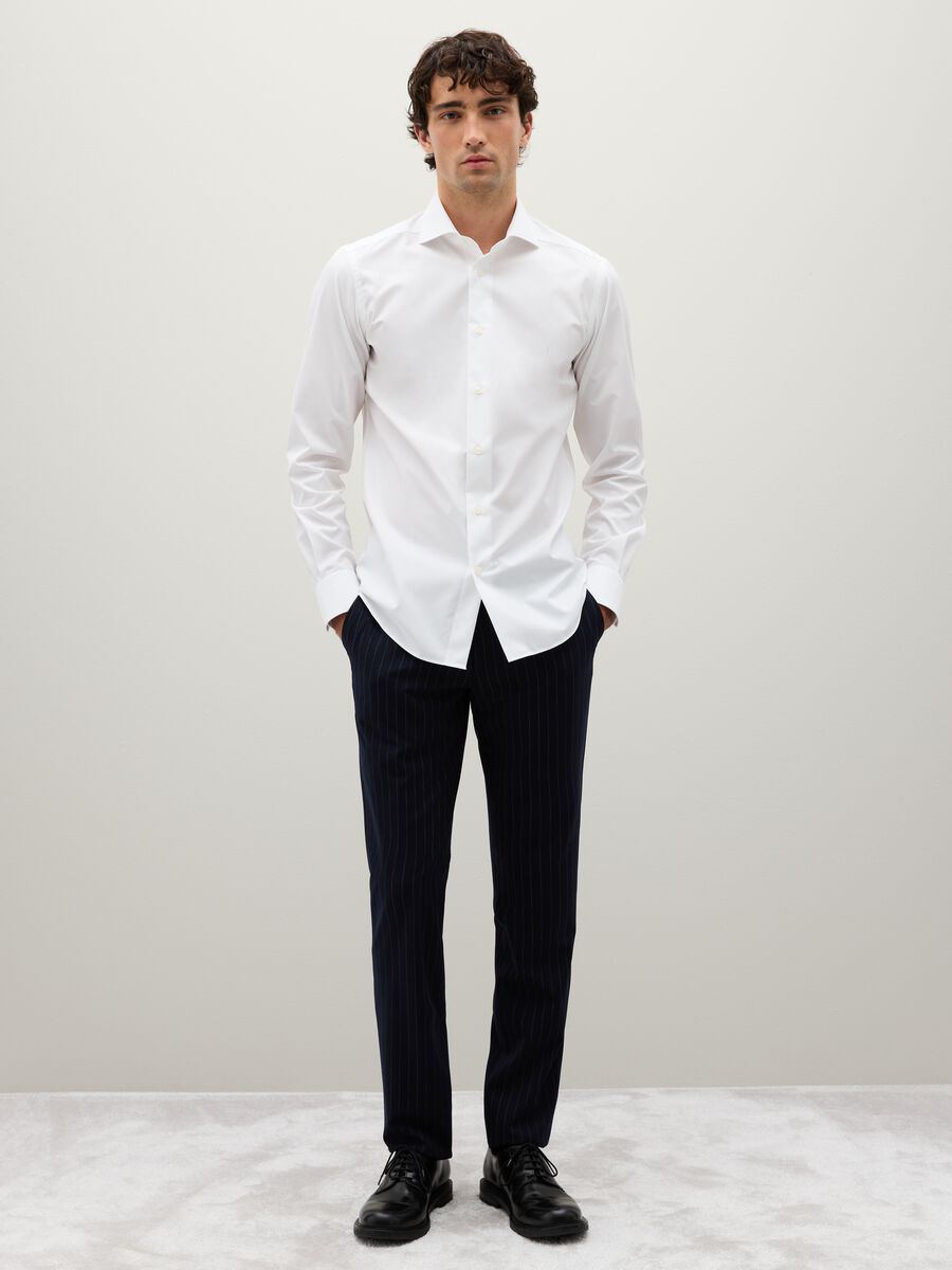Camicia in puro cotone bianca slim fit_1