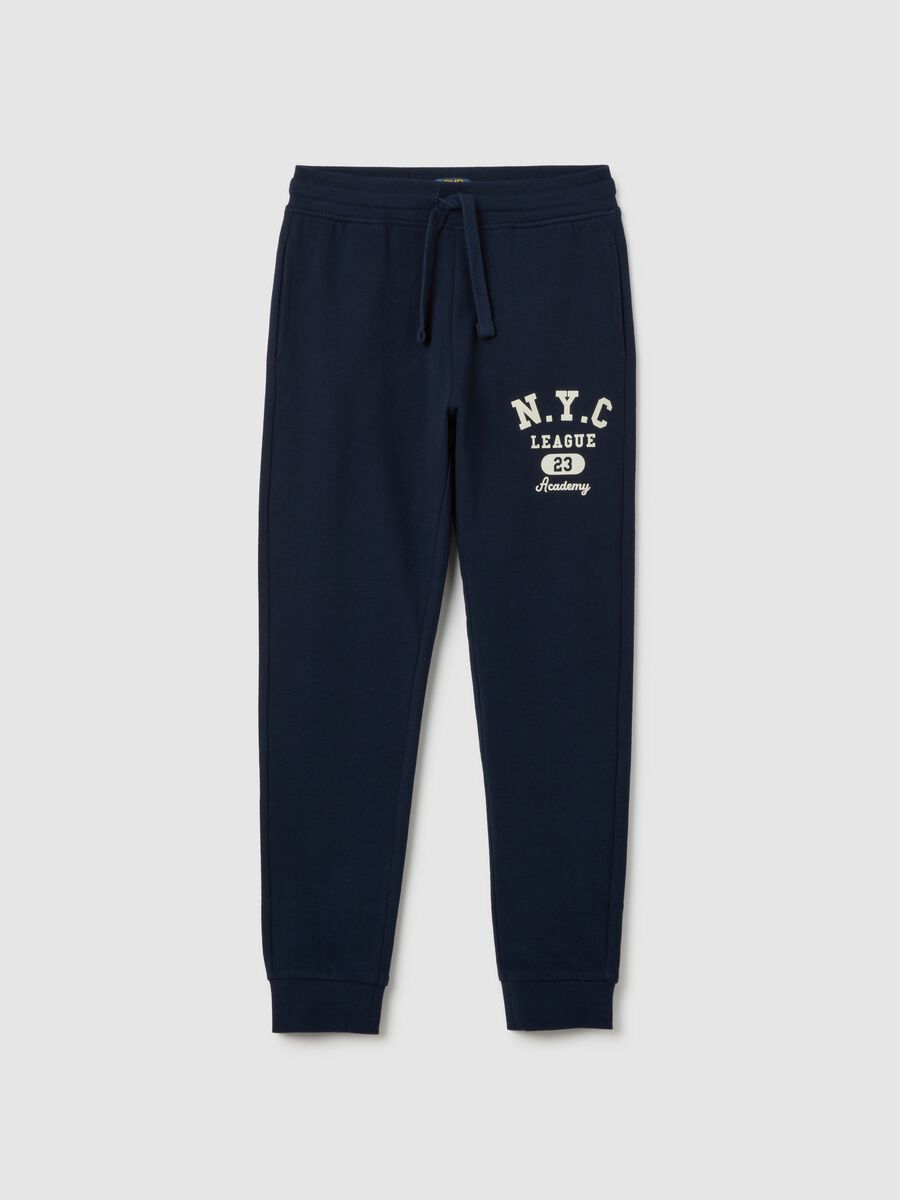 Boys' Blue Regular Fit Cotton Jogger Trousers_0