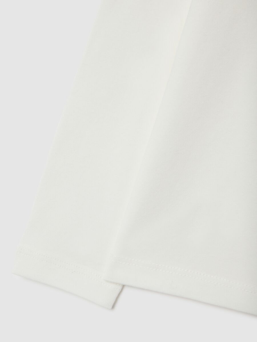 Girls' white stretch cotton t-shirt with print_3